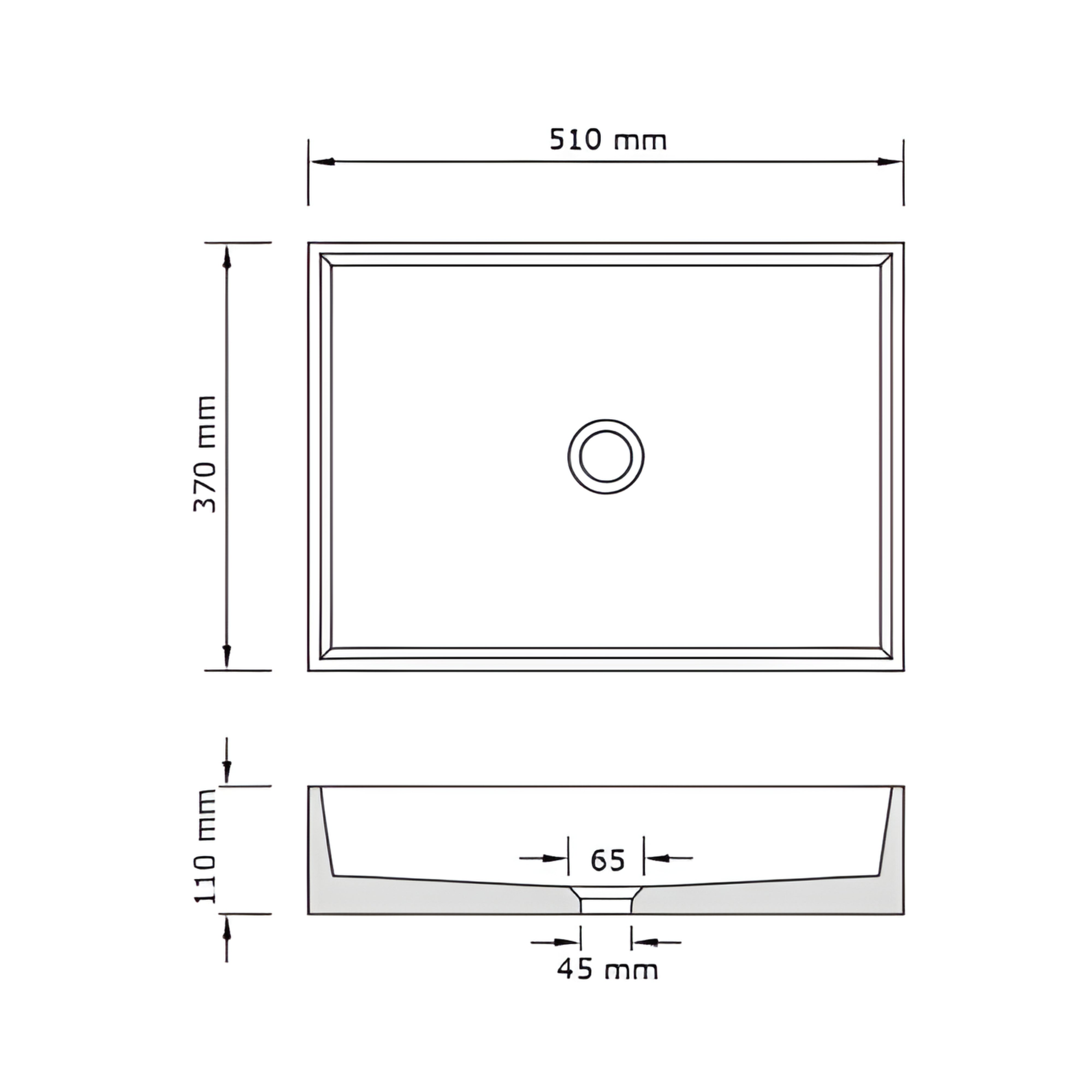 CONCRETE STUDIO BALY LARGE ABOVE COUNTER BASIN RECTANGLE WHITE 510MM