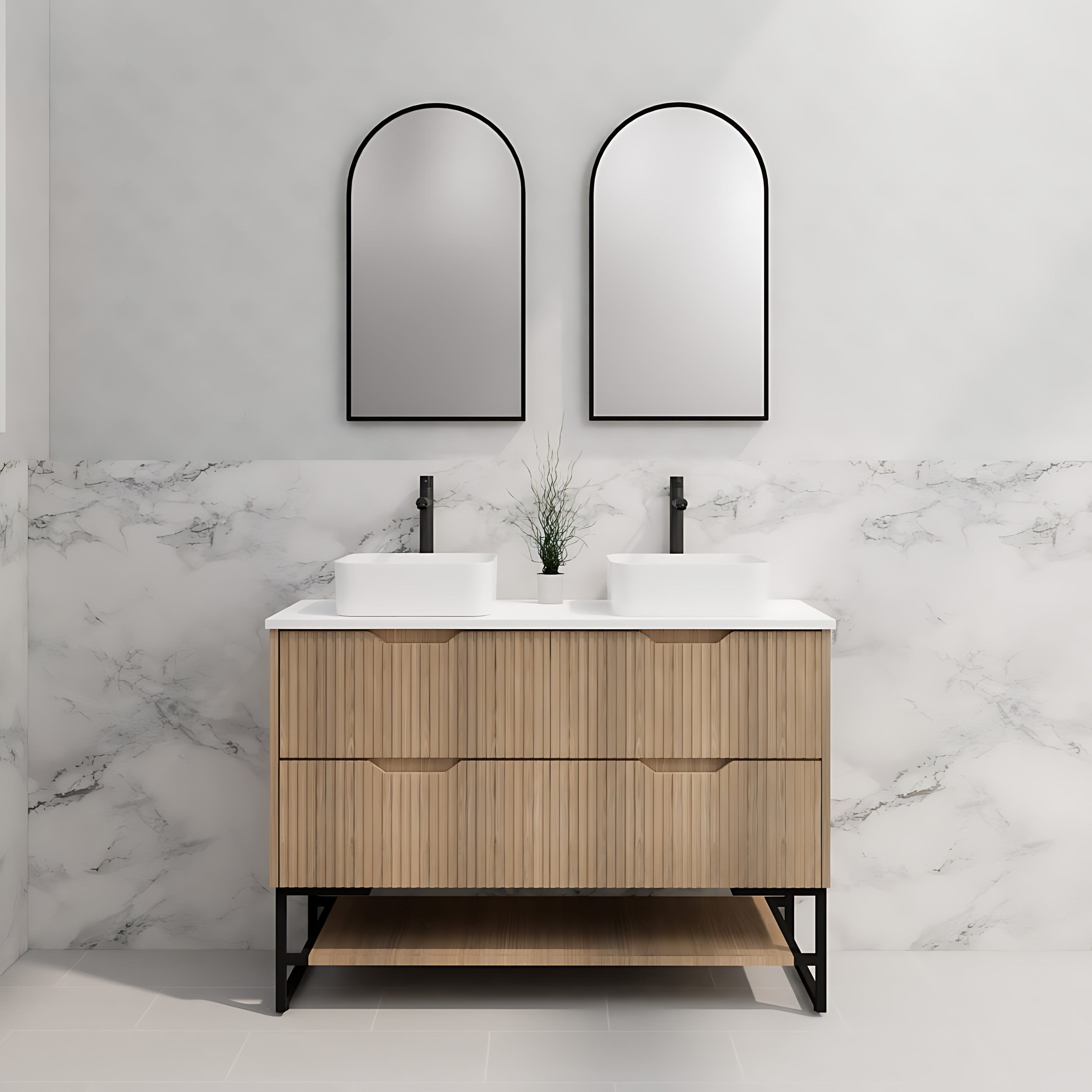 RIVA BALI AMERICAN OAK 1200MM DOUBLE BOWL FLOOR STANDING VANITY