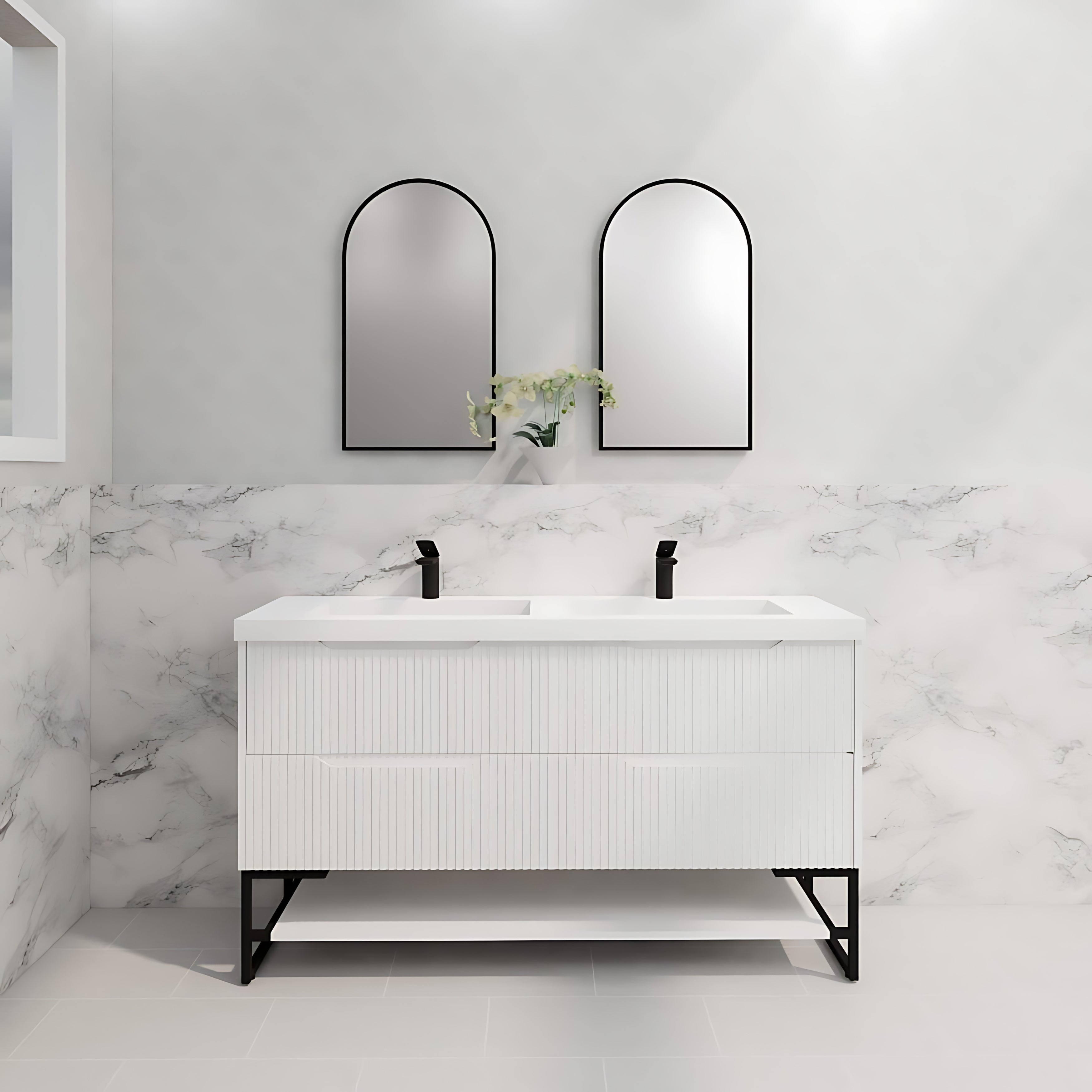 RIVA BALI MATTE WHITE 1500MM DOUBLE BOWL FLOOR STANDING VANITY