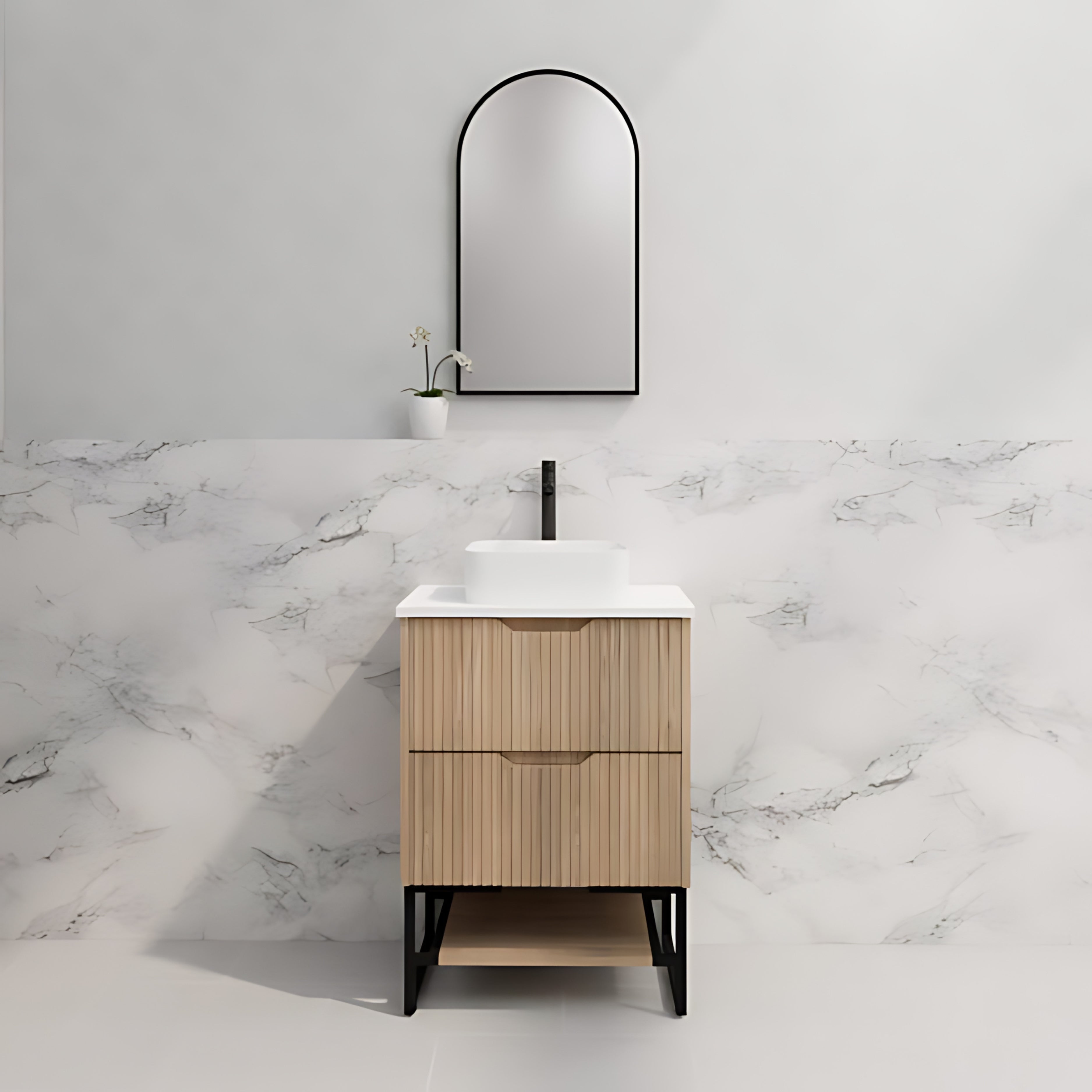 RIVA BALI AMERICAN OAK 600MM SINGLE BOWL FLOOR STANDING VANITY