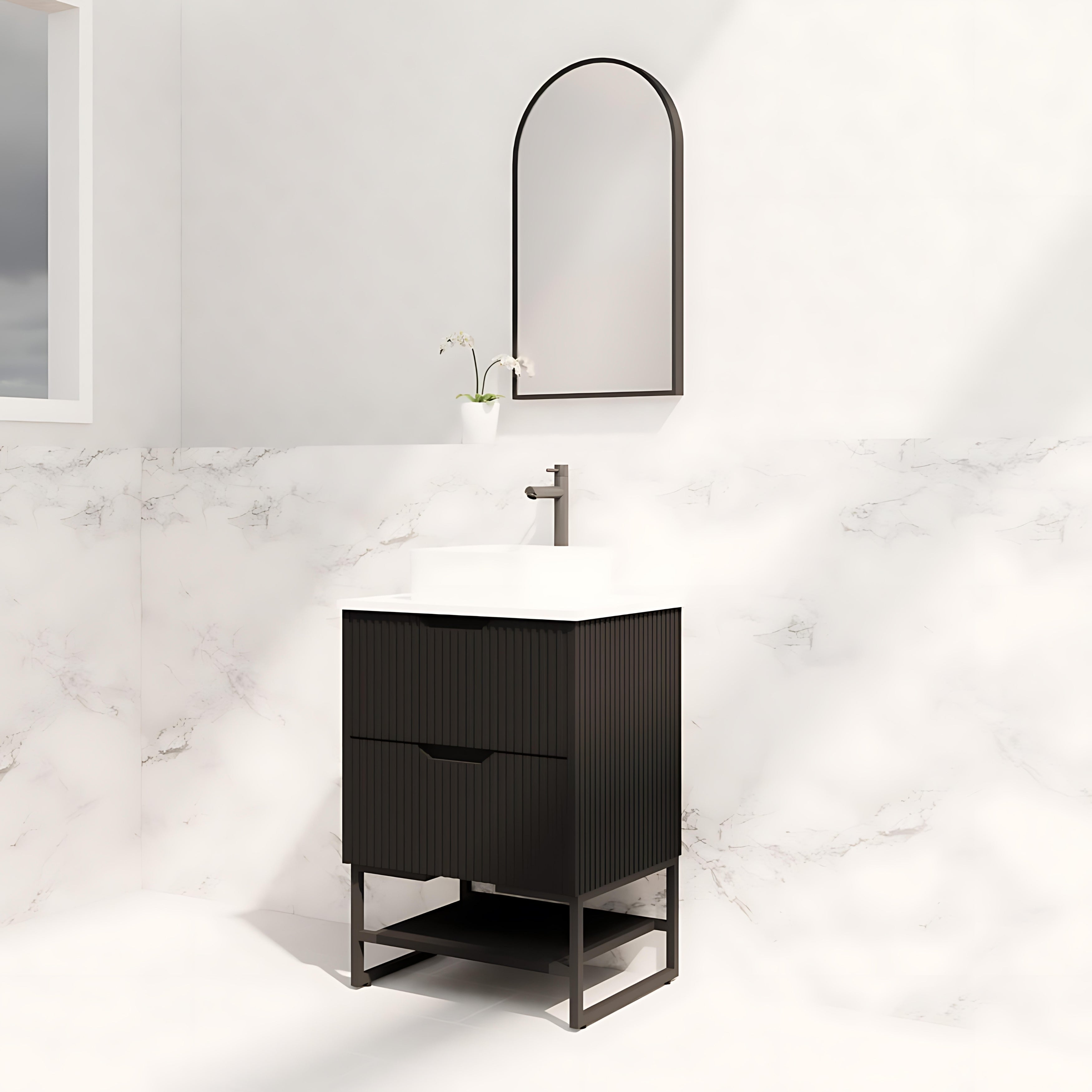 RIVA BALI MATTE BLACK 600MM SINGLE BOWL FLOOR STANDING VANITY