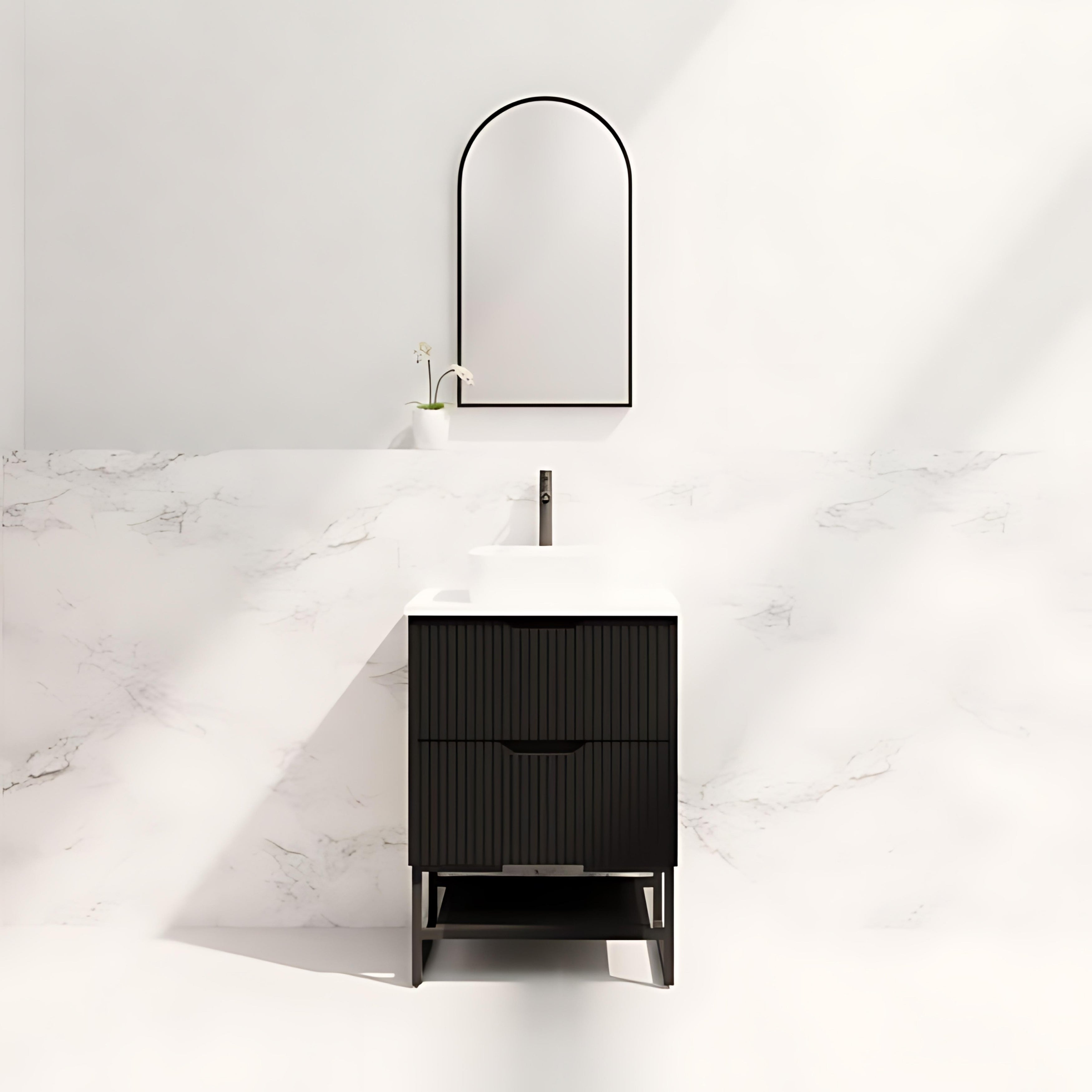 RIVA BALI MATTE BLACK 600MM SINGLE BOWL FLOOR STANDING VANITY