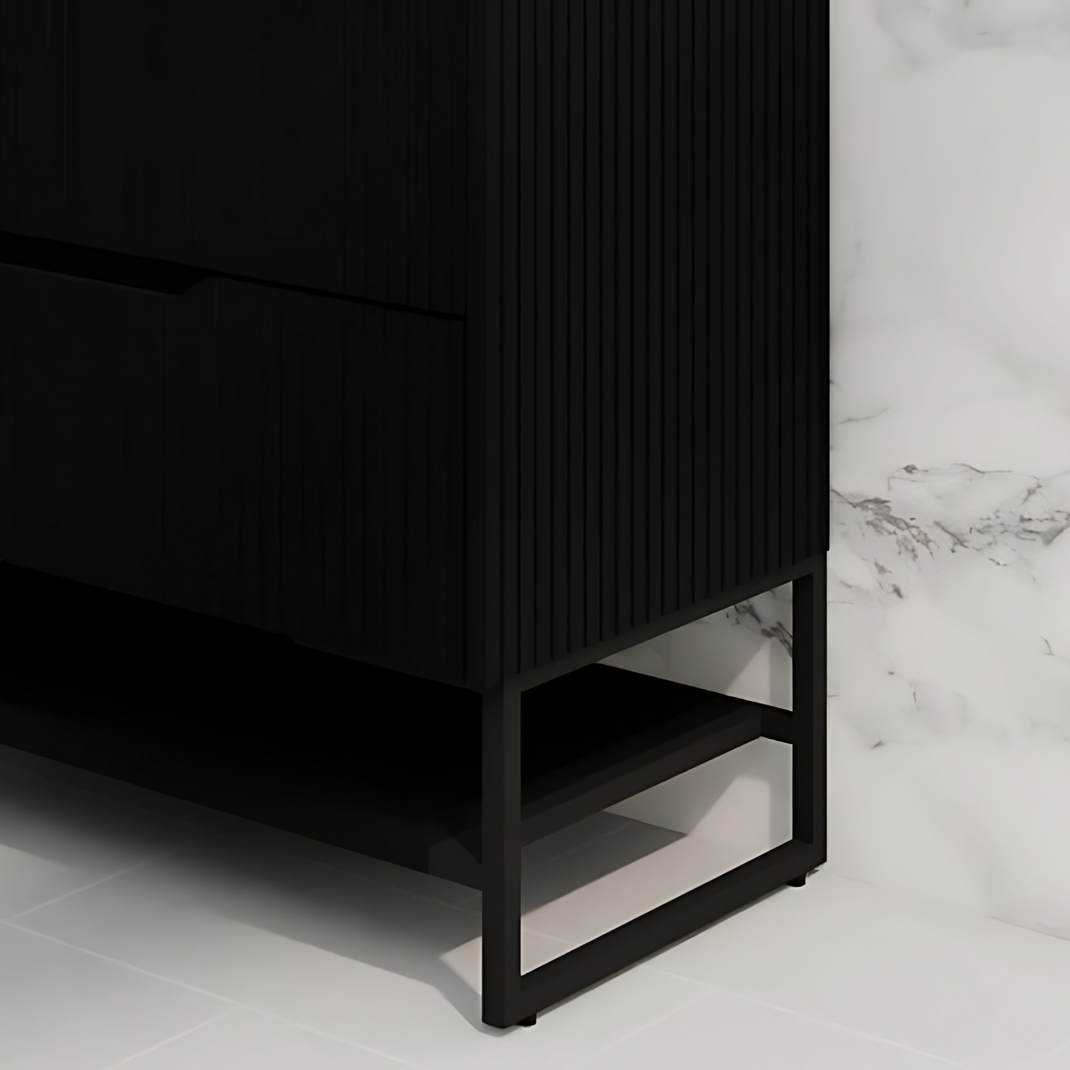 RIVA BALI MATTE BLACK 600MM SINGLE BOWL FLOOR STANDING VANITY