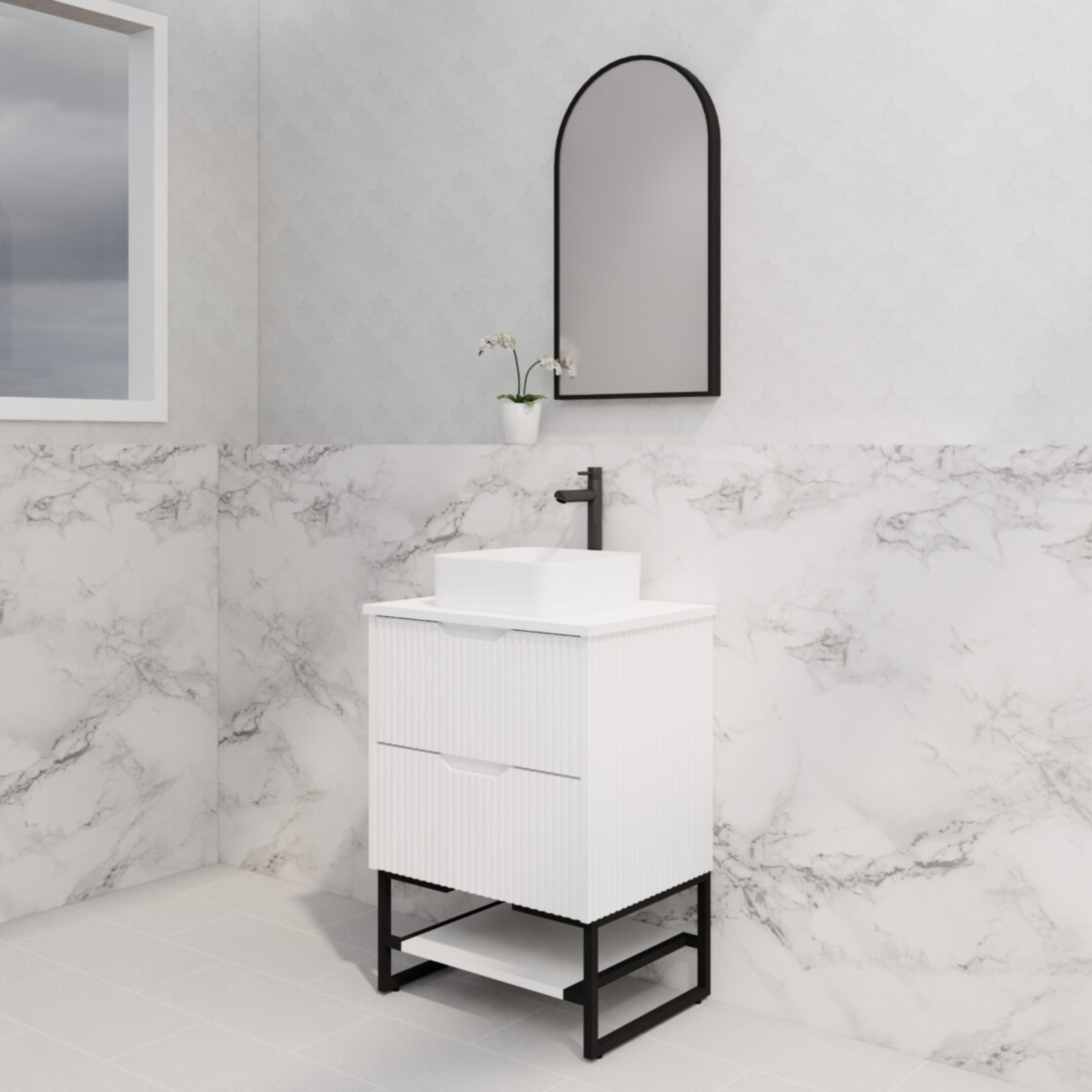 RIVA BALI MATTE WHITE 600MM SINGLE BOWL FLOOR STANDING VANITY