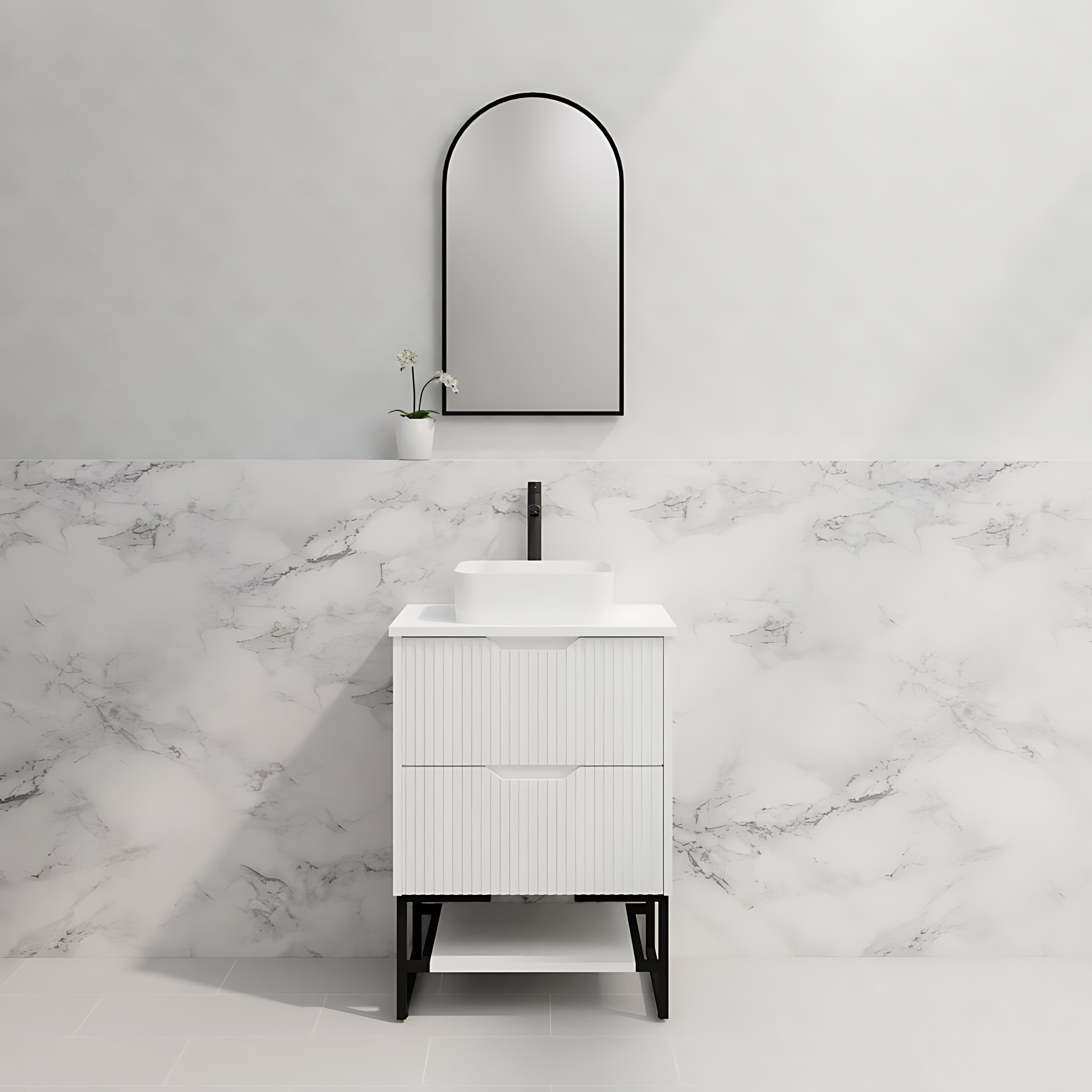 RIVA BALI MATTE WHITE 600MM SINGLE BOWL FLOOR STANDING VANITY