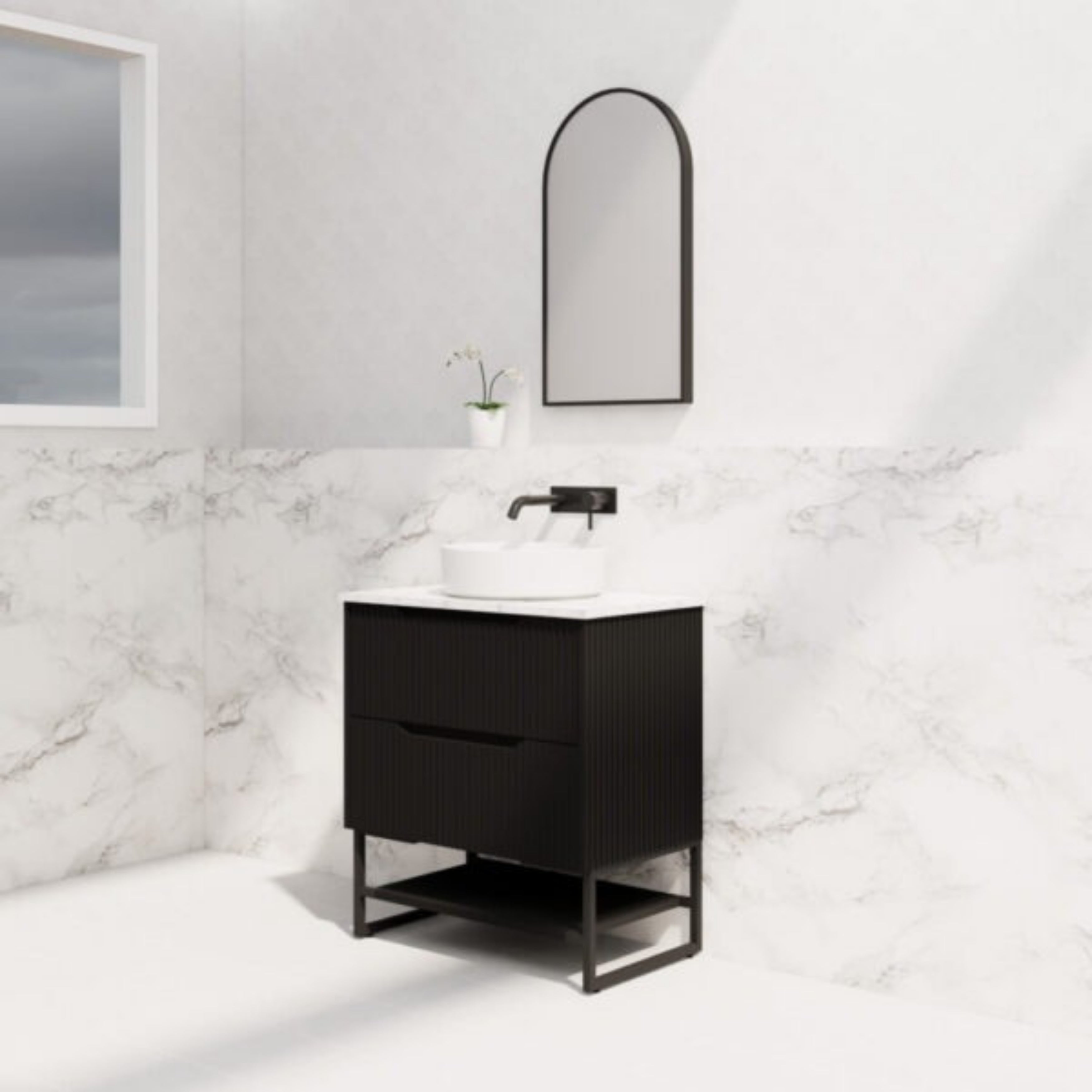 RIVA BALI MATTE BLACK 750MM SINGLE BOWL FLOOR STANDING VANITY