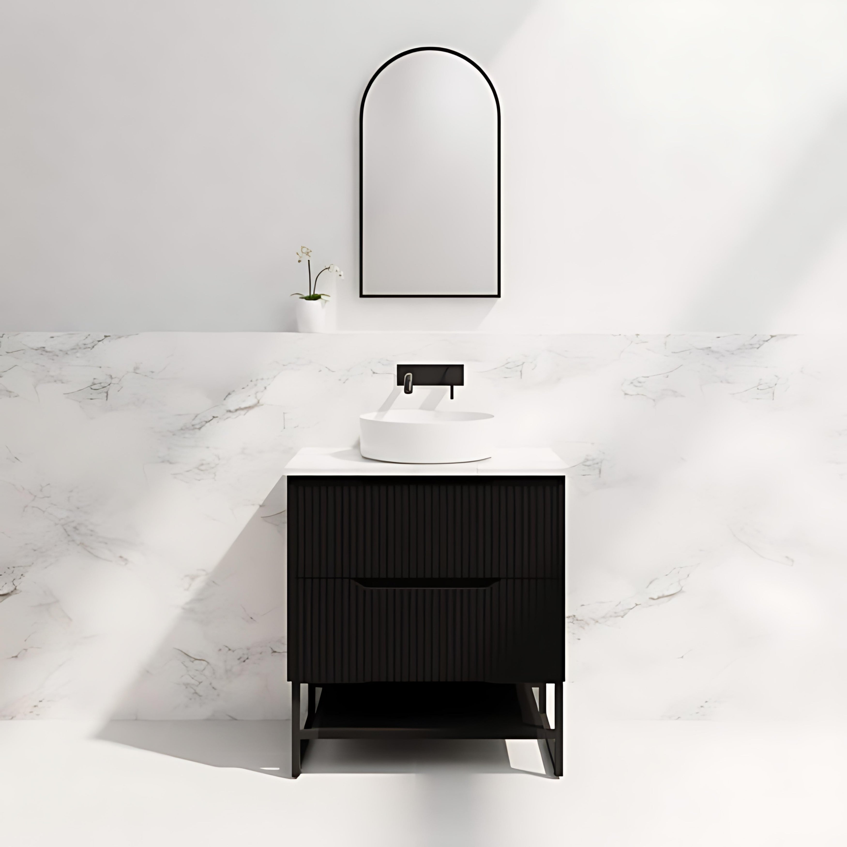 RIVA BALI MATTE BLACK 750MM SINGLE BOWL FLOOR STANDING VANITY