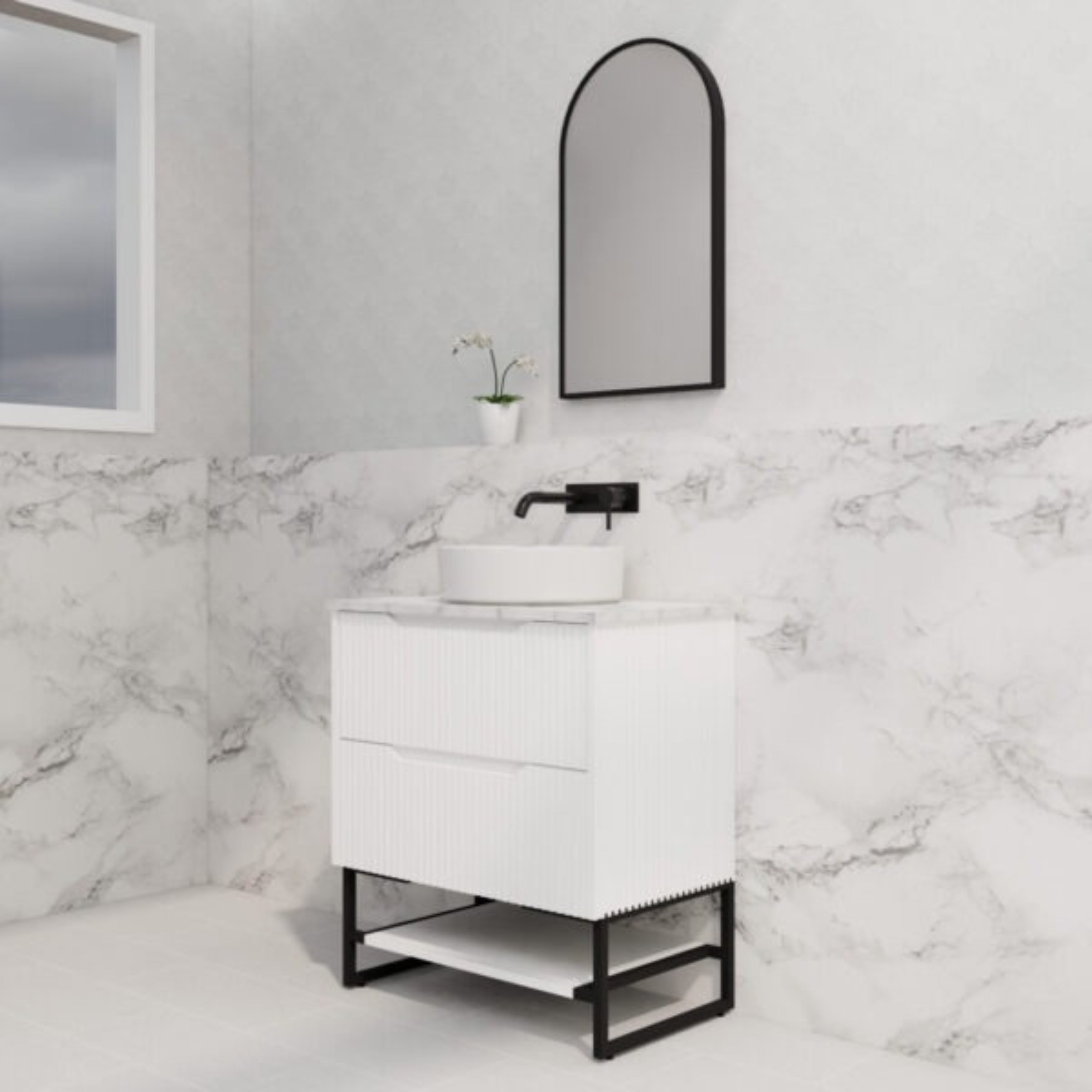 RIVA BALI MATTE WHITE 750MM SINGLE BOWL FLOOR STANDING VANITY