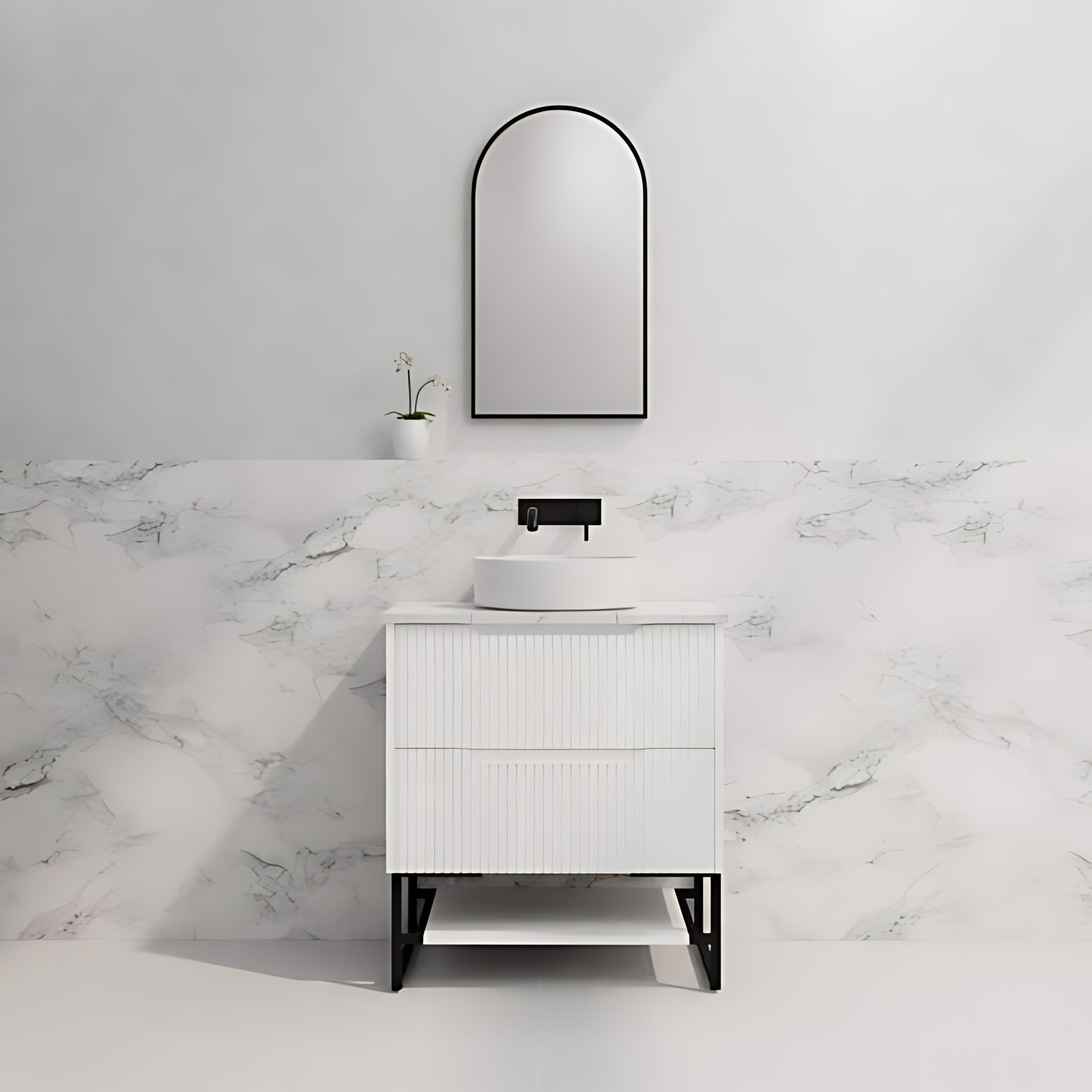 RIVA BALI MATTE WHITE 750MM SINGLE BOWL FLOOR STANDING VANITY