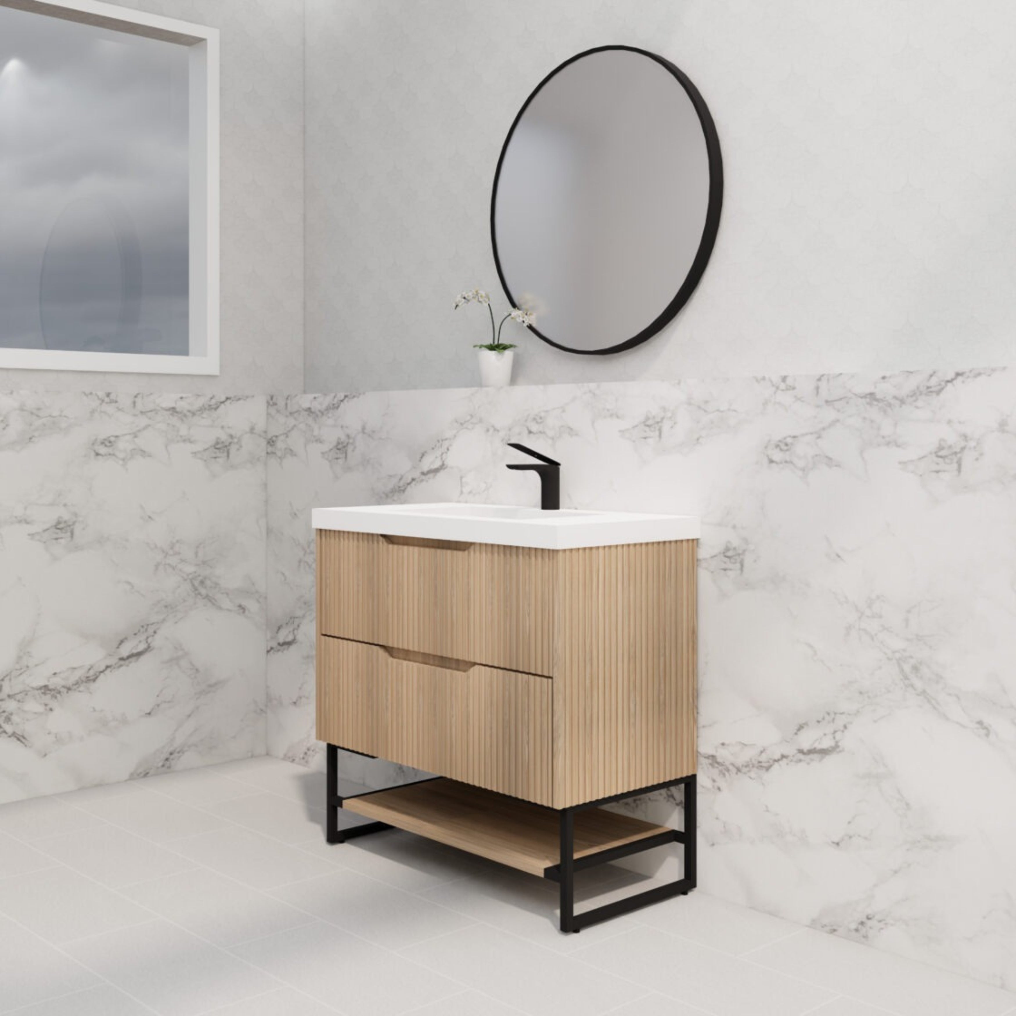 RIVA BALI AMERICAN OAK 900MM SINGLE BOWL FLOOR STANDING VANITY