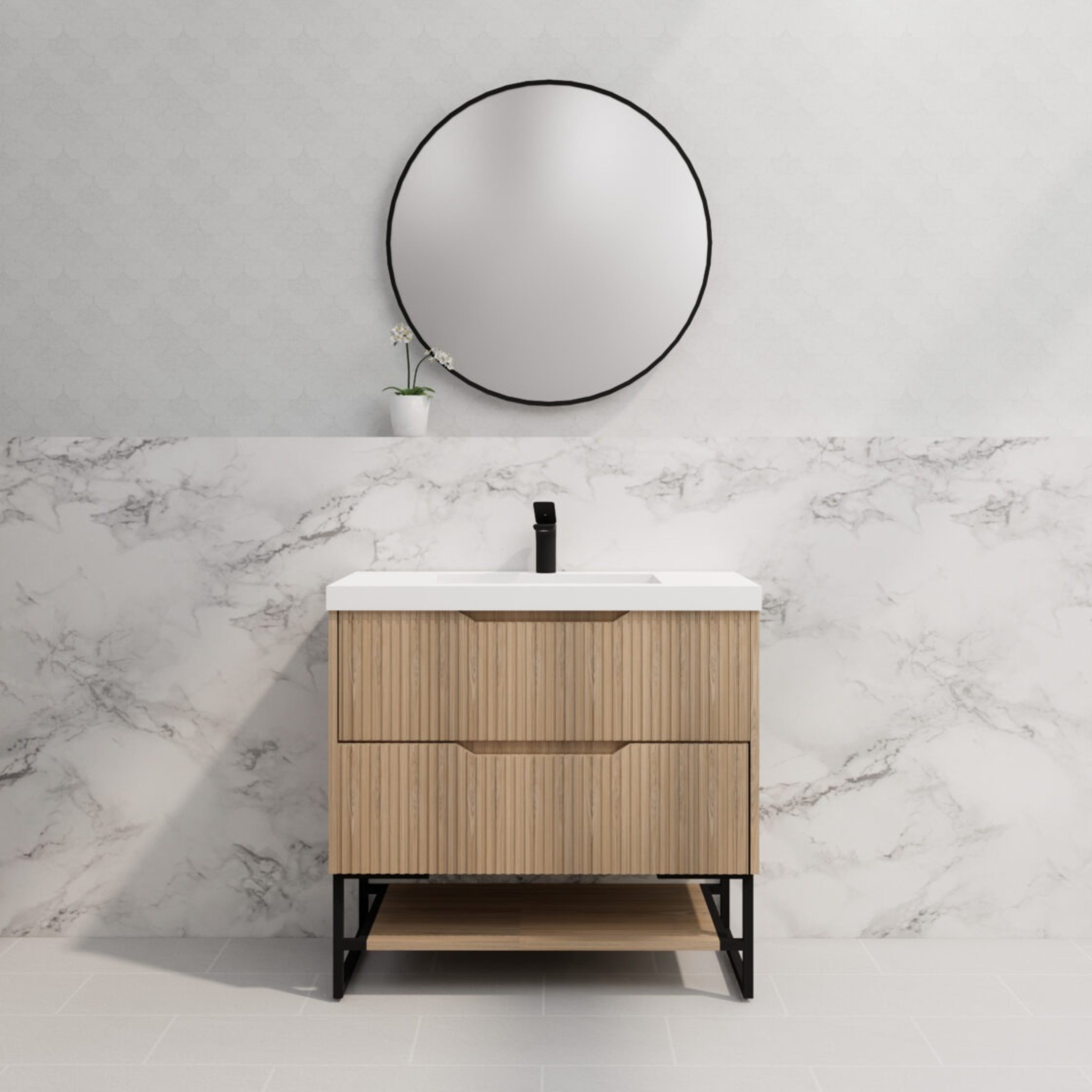 RIVA BALI AMERICAN OAK 900MM SINGLE BOWL FLOOR STANDING VANITY