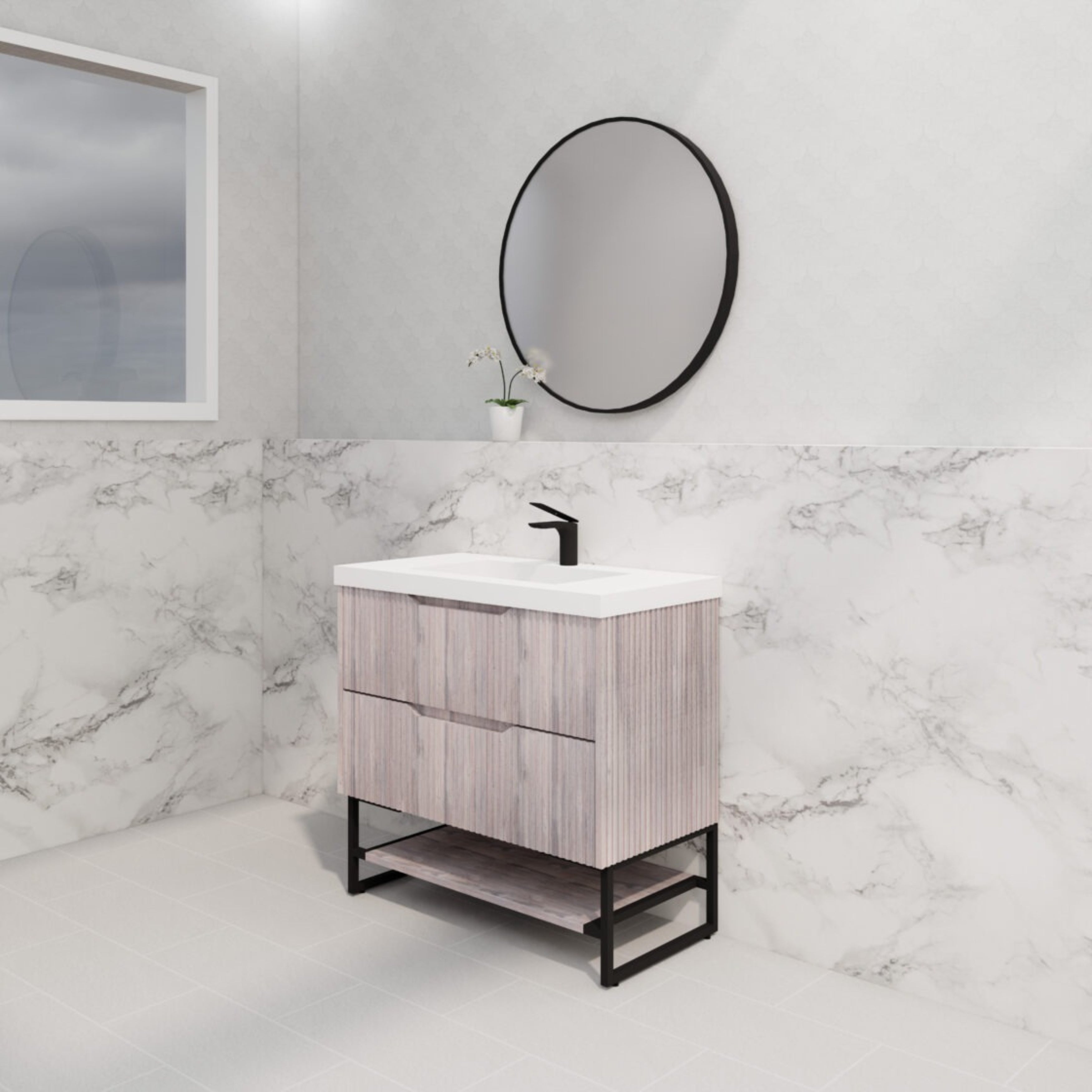 RIVA BALI WHITE OAK 900MM SINGLE BOWL FLOOR STANDING VANITY