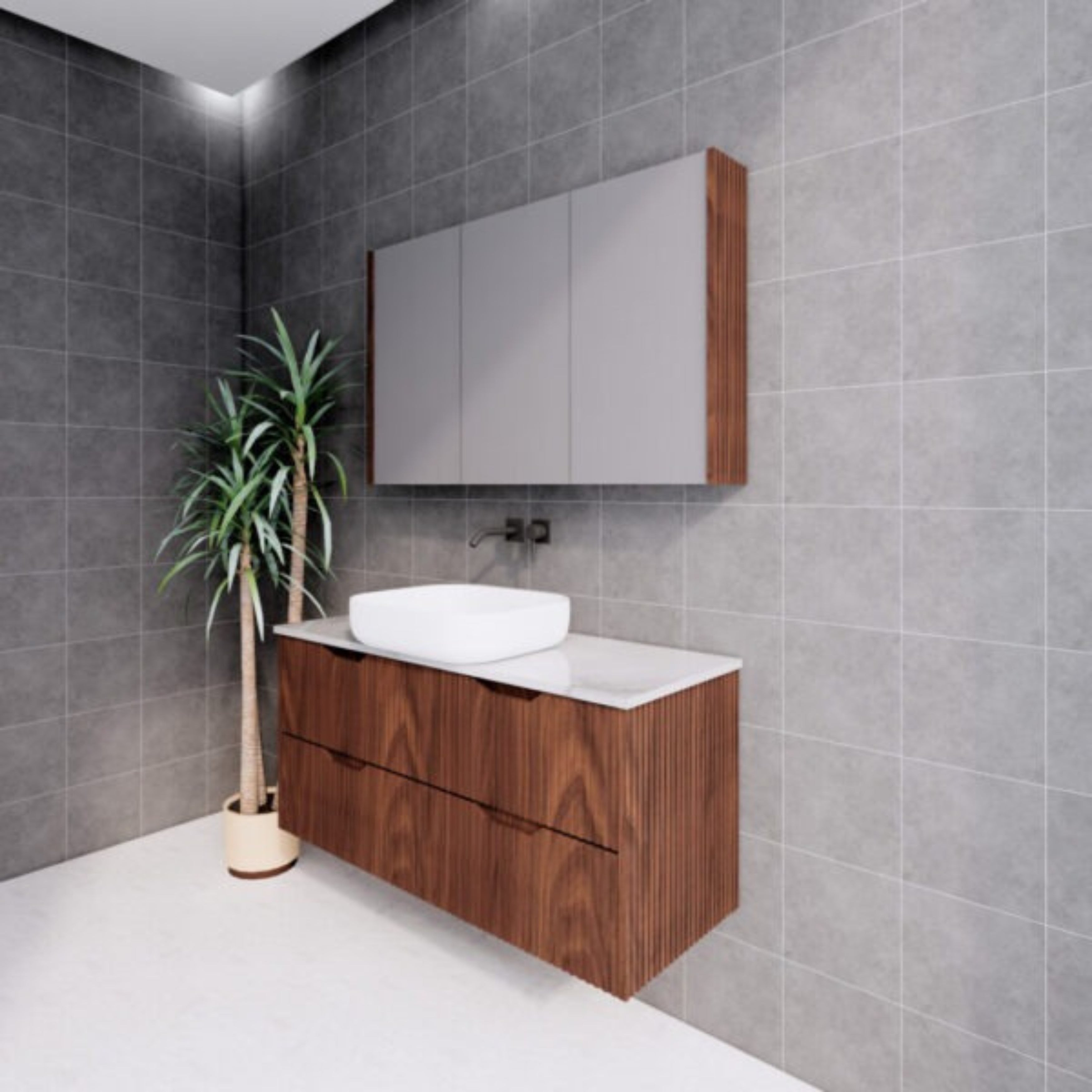 RIVA BALI BROWN OAK 1200MM SINGLE BOWL WALL HUNG VANITY