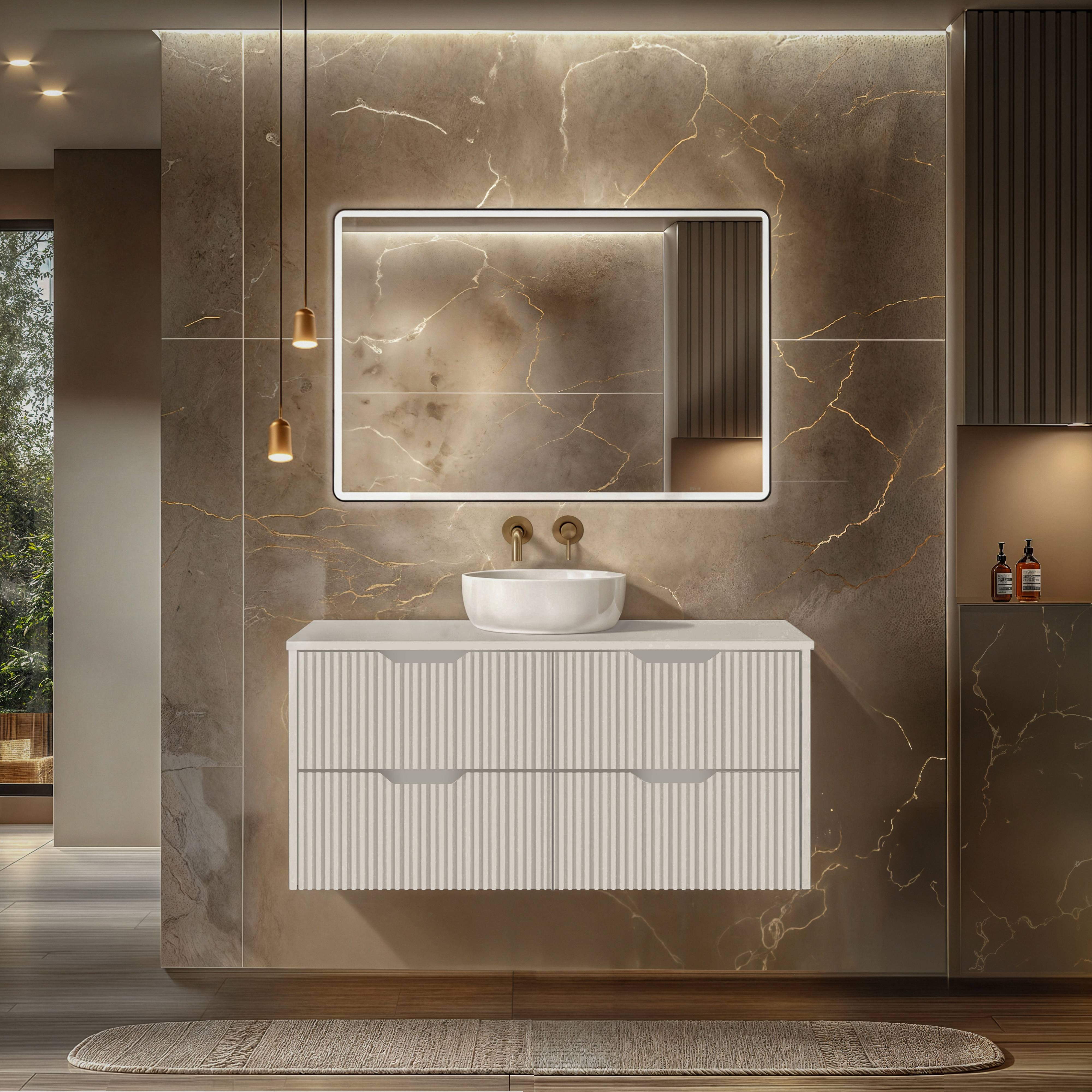 RIVA BALI MATTE WHITE 1200MM SINGLE BOWL WALL HUNG VANITY