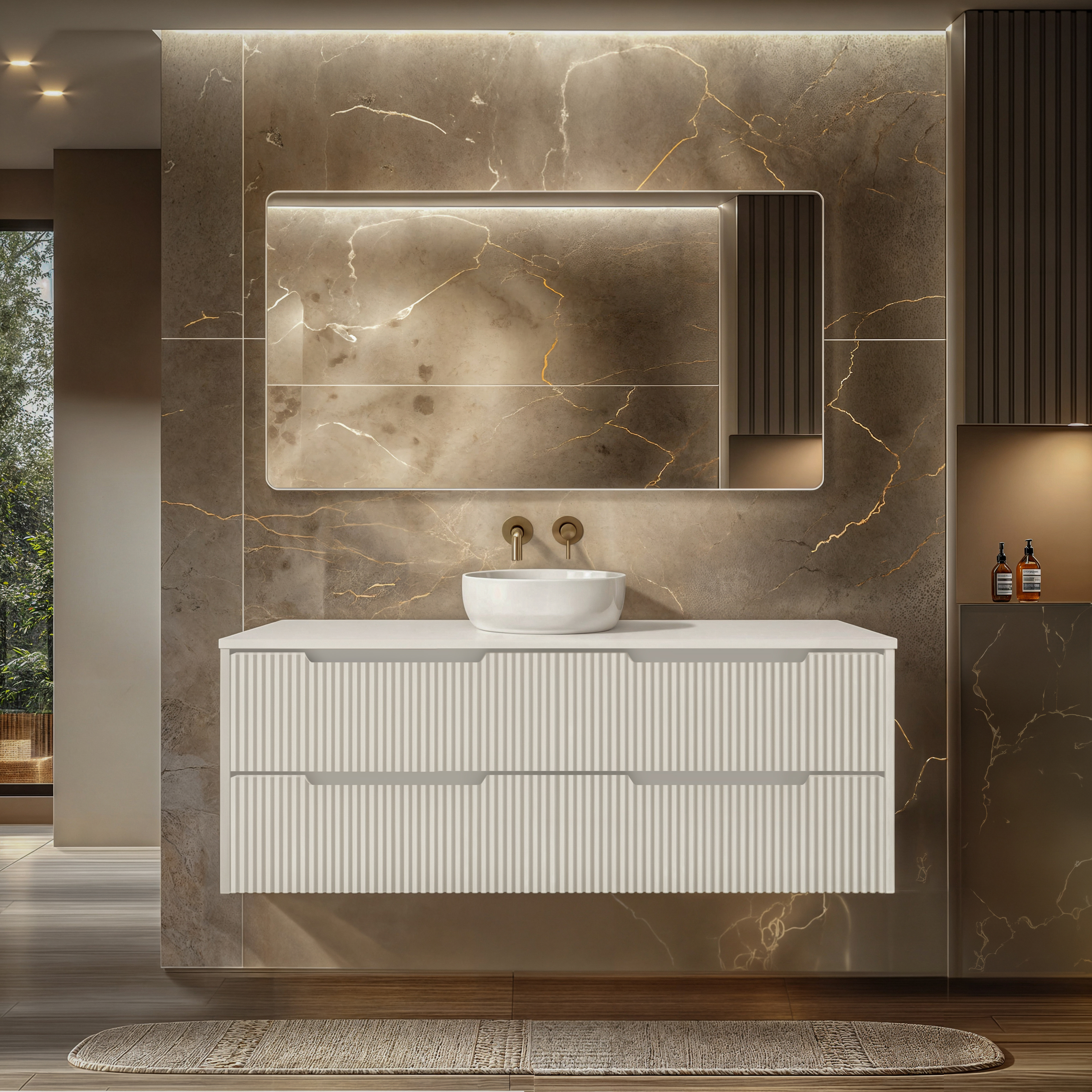 RIVA BALI MATTE WHITE 1500MM SINGLE BOWL WALL HUNG VANITY