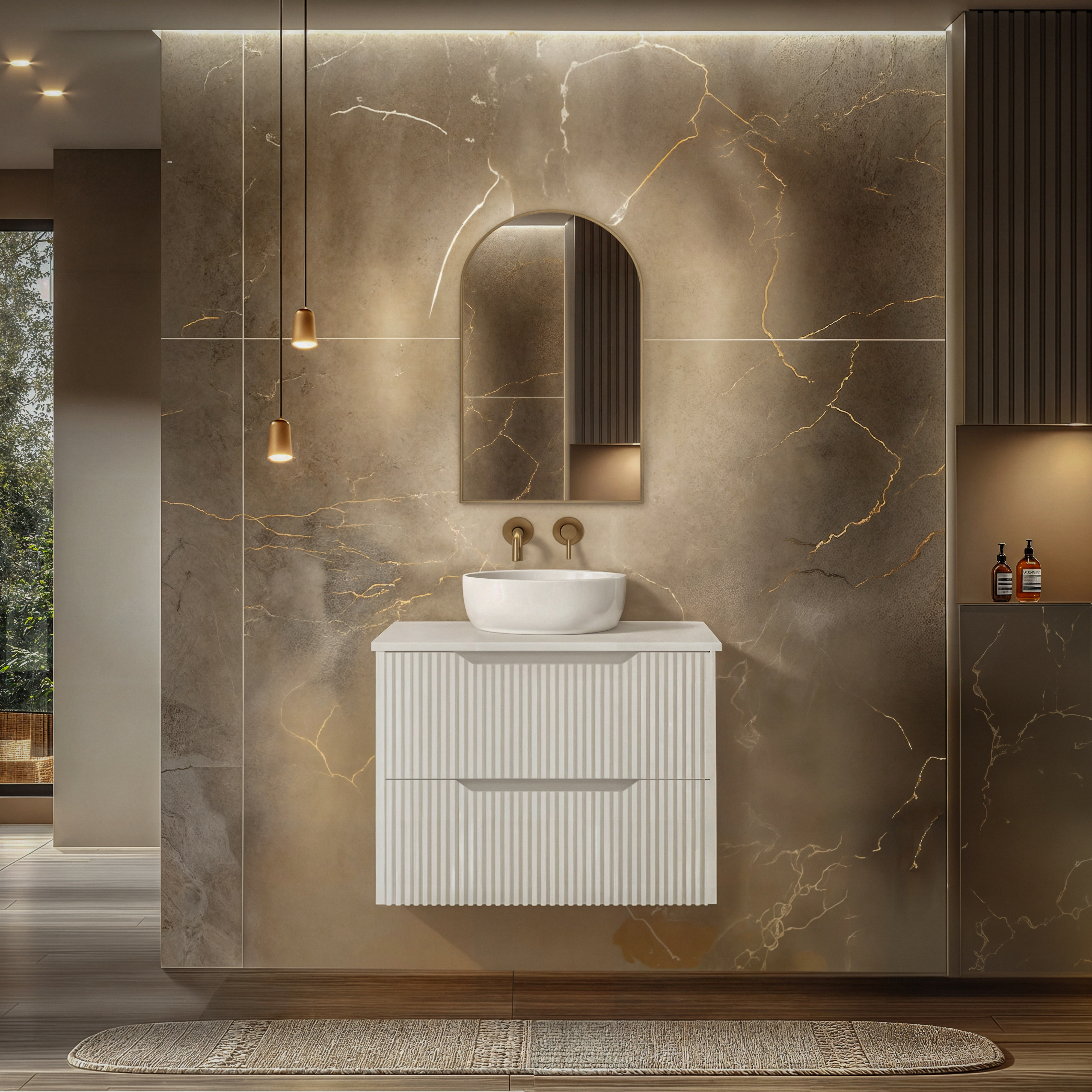 RIVA BALI MATTE WHITE 750MM SINGLE BOWL WALL HUNG VANITY