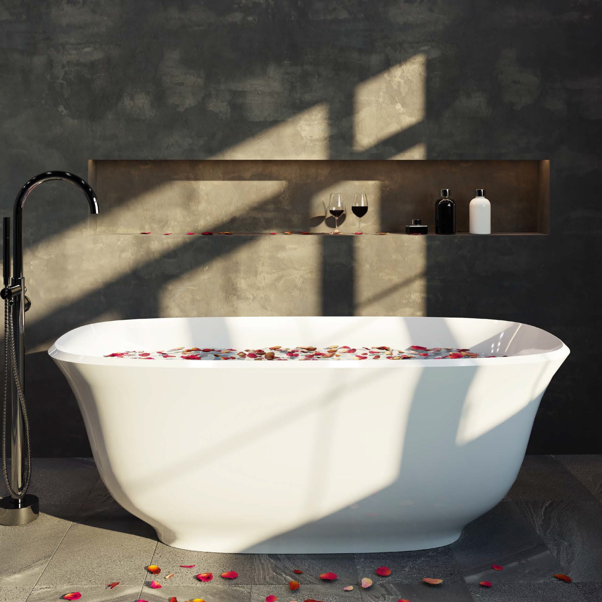 BEL BAGNO BADEN FREESTANDING BATHTUB GLOSS WHITE (AVAILABLE IN 1500MM AND 1700MM)