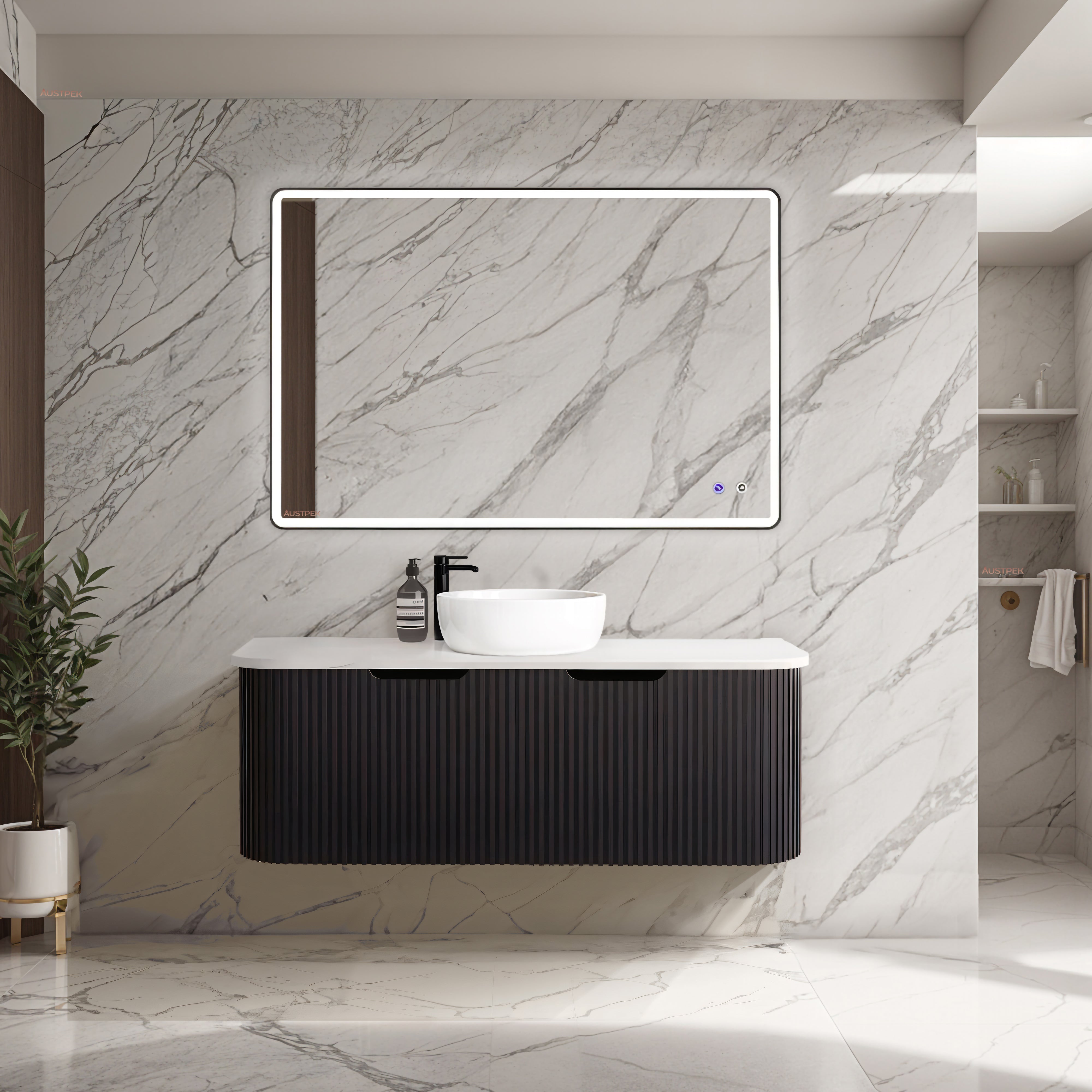 RIVA BERGEN MATTE BLACK 1200MM SINGLE BOWL WALL HUNG VANITY