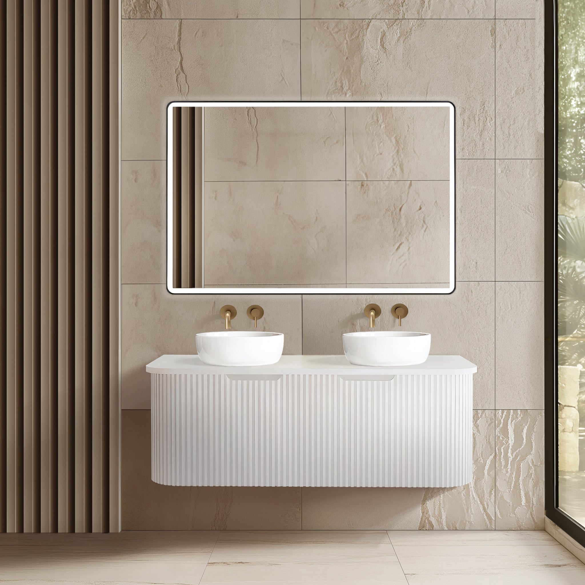 RIVA BERGEN MATTE WHITE 1200MM DOUBLE BOWL WALL HUNG VANITY