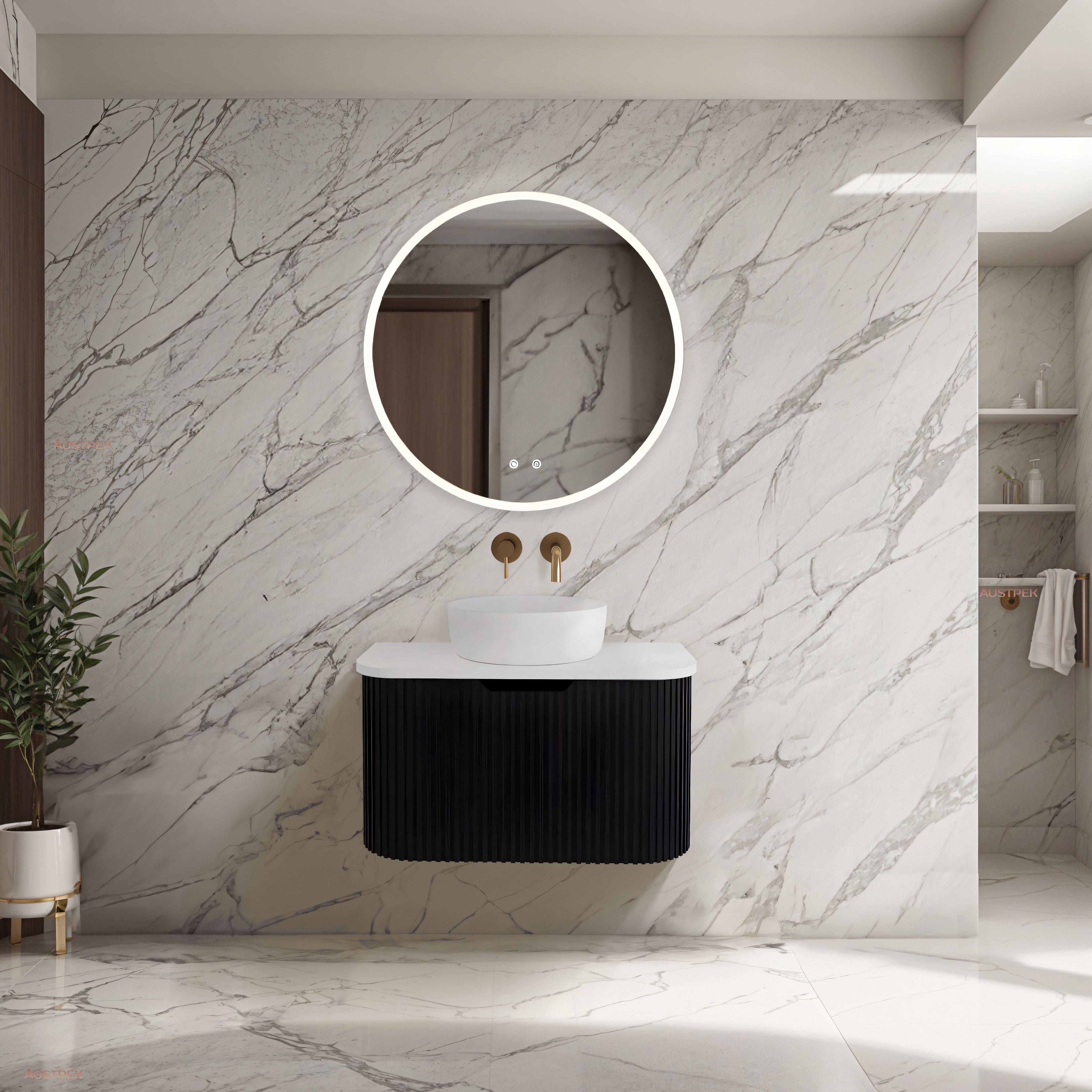 RIVA BERGEN MATTE BLACK 750MM SINGLE BOWL WALL HUNG VANITY