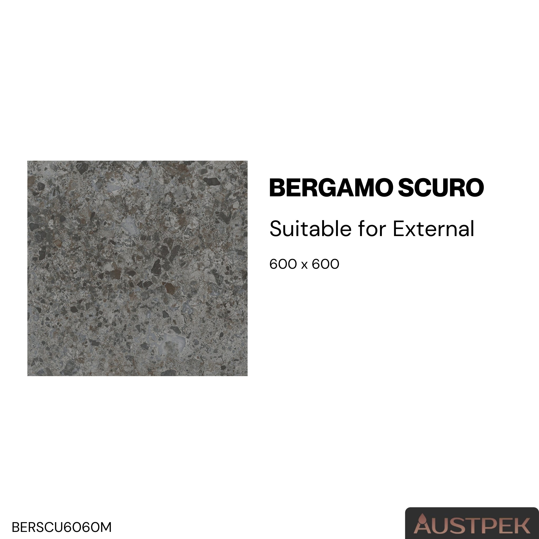 ELITE BERGAMO SCURO MATTE 600X600MM SQUARE TILE (PER BOX)