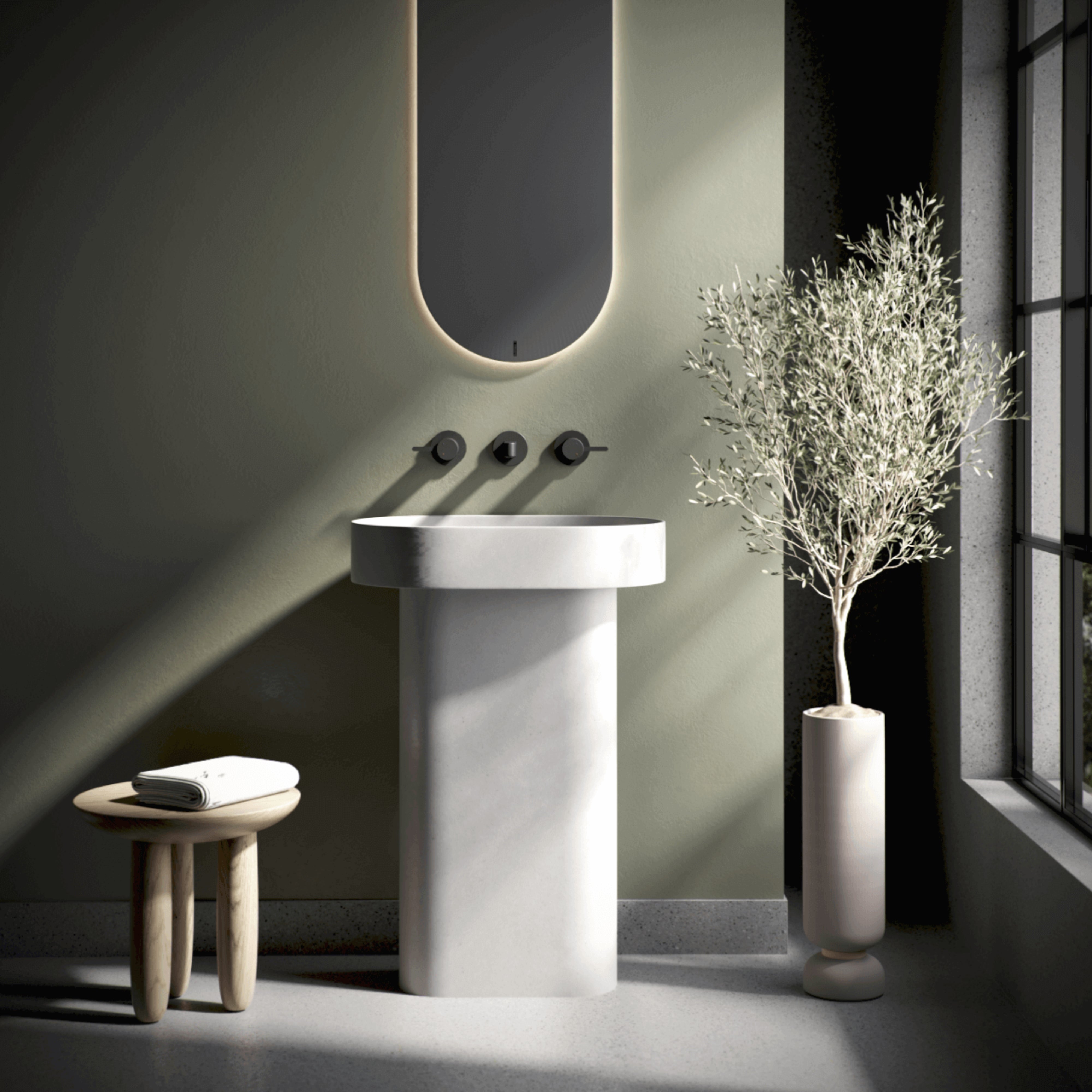 CONCRETE STUDIO BILYA PEDESTAL BASIN WHITE 540MM