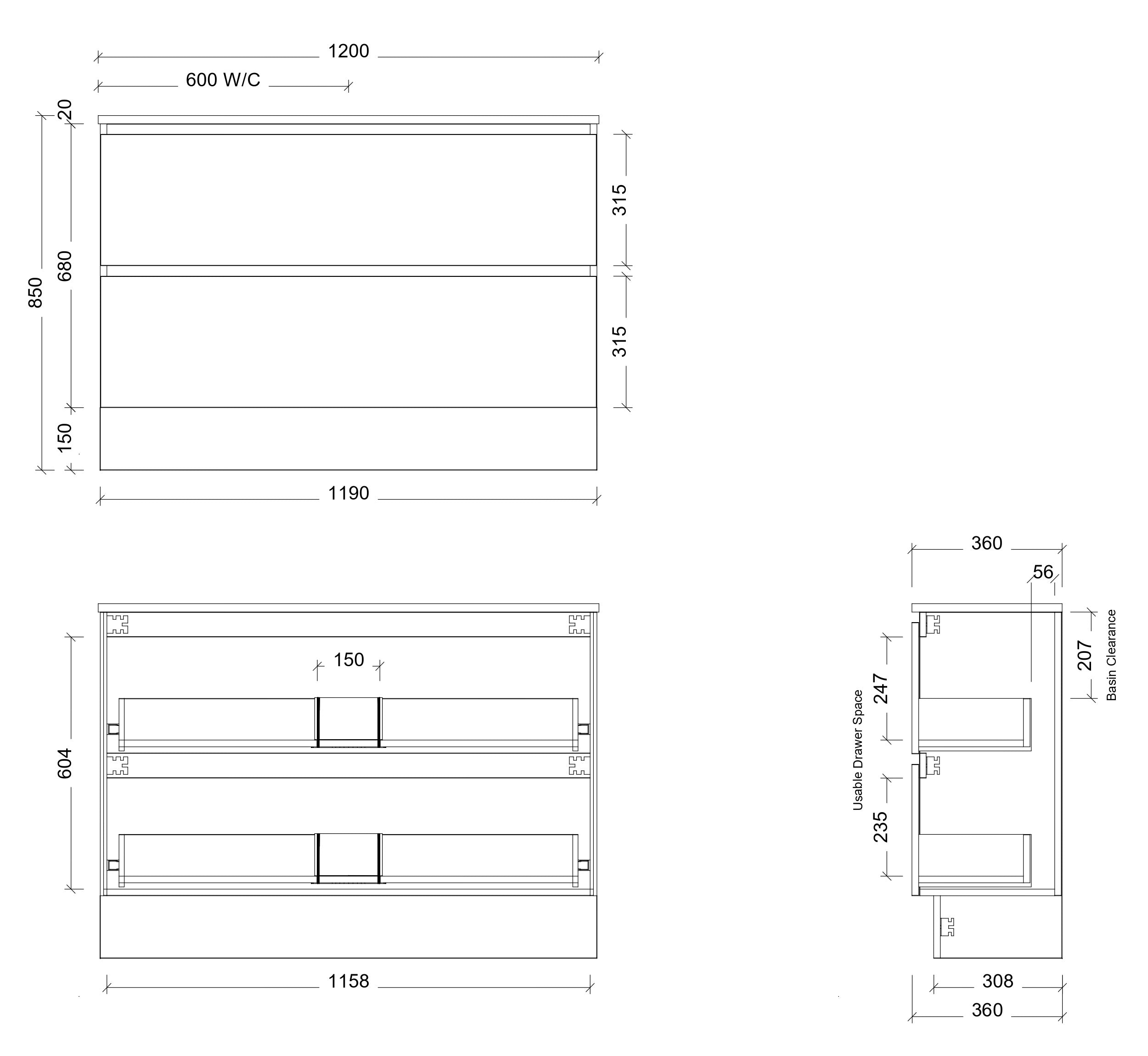 Test 2 TIMBERLINE BILLIE SPACE SAVING CUSTOM FLOOR STANDING VANITY (ALL SIZING) (Copy)