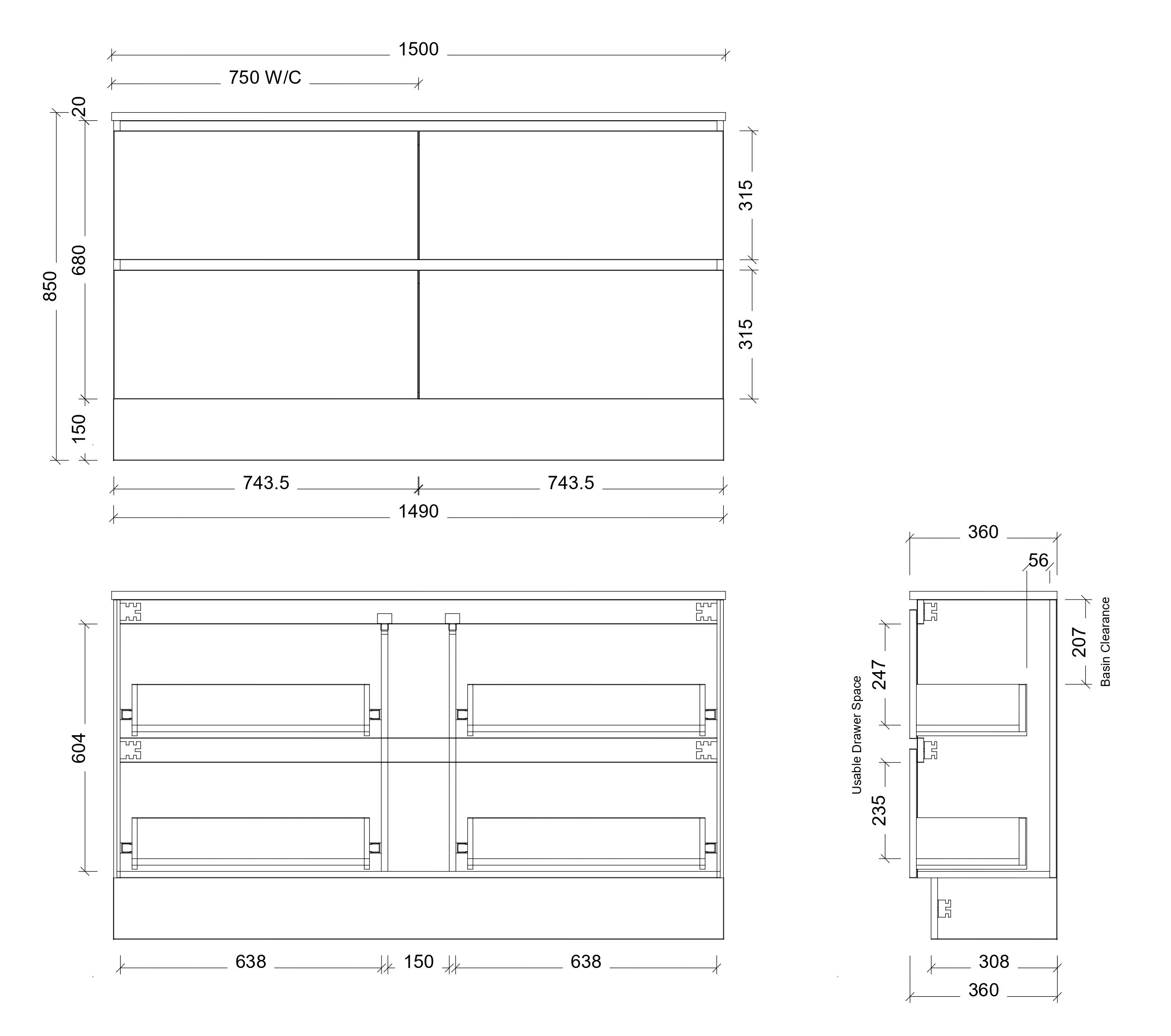 Test 2 TIMBERLINE BILLIE SPACE SAVING CUSTOM FLOOR STANDING VANITY (ALL SIZING) (Copy)