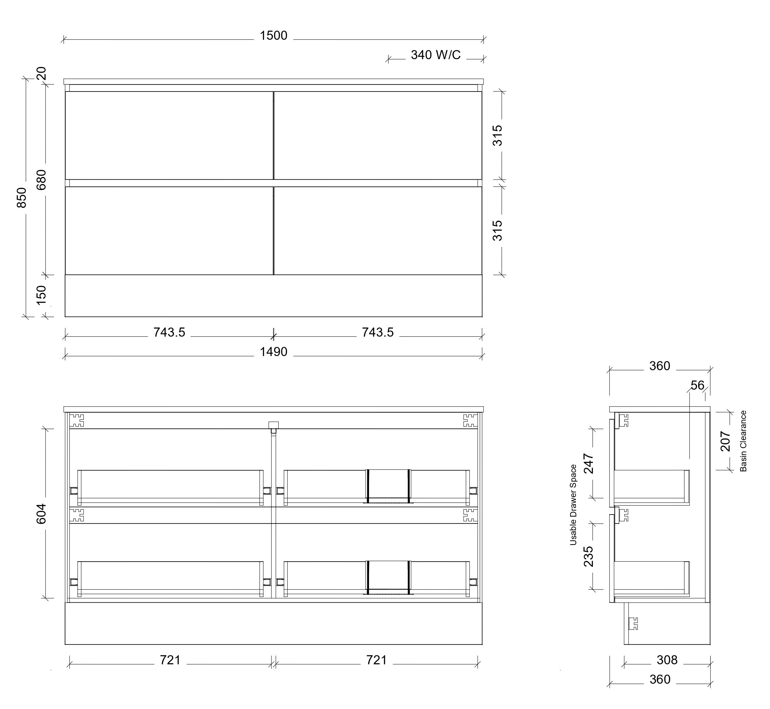 Test 2 TIMBERLINE BILLIE SPACE SAVING CUSTOM FLOOR STANDING VANITY (ALL SIZING) (Copy)