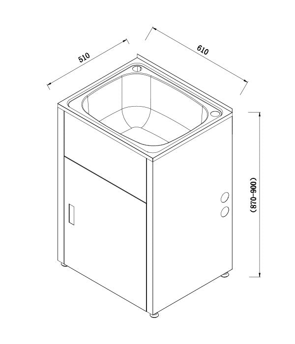 POSEIDON LAUNDRY CABINET AND STAINLESS STEEL TUB 600MM MATTE BLACK