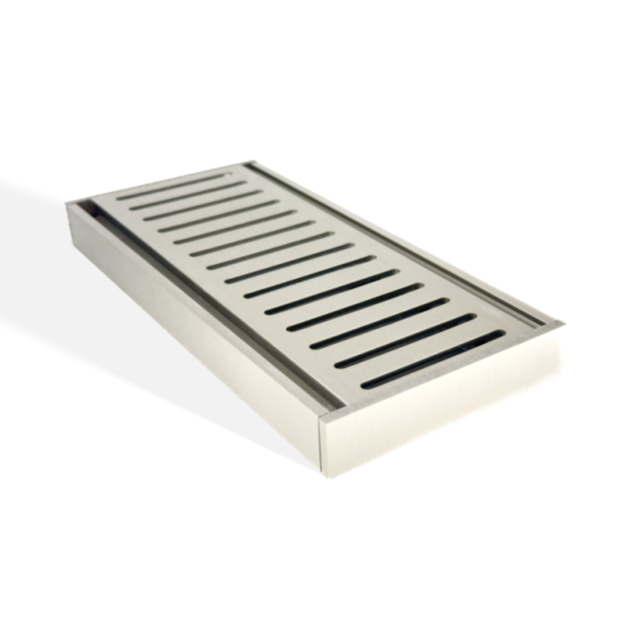 AQUAPERLA EZY FLOW FLOOR GRATE BRUSHED NICKEL 100X21MM