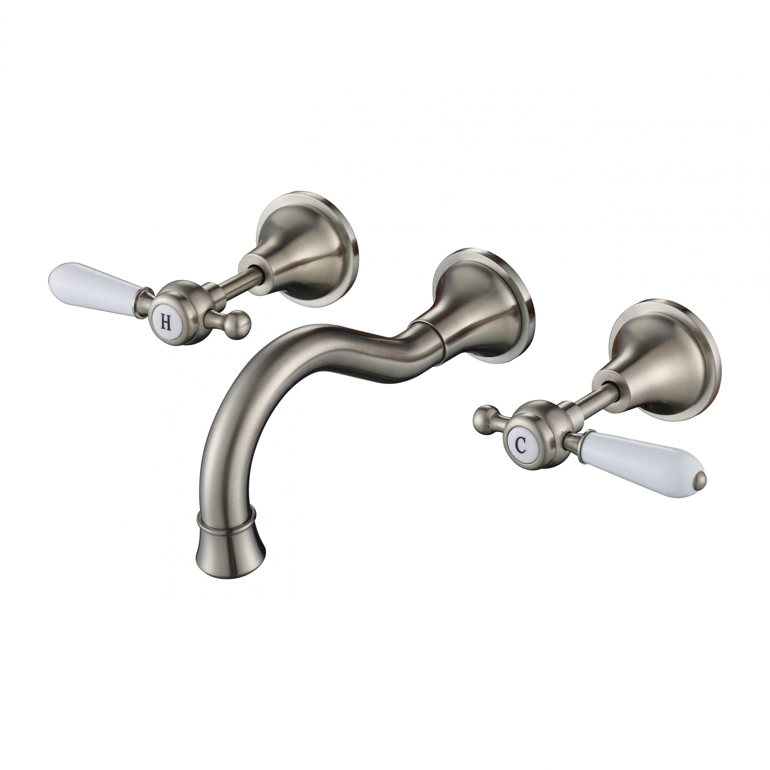 MODERN NATIONAL BORDEAUX WALL SPA AND SINK THREE PIECE SET ⁠⁠200MM BRUSHED NICKEL