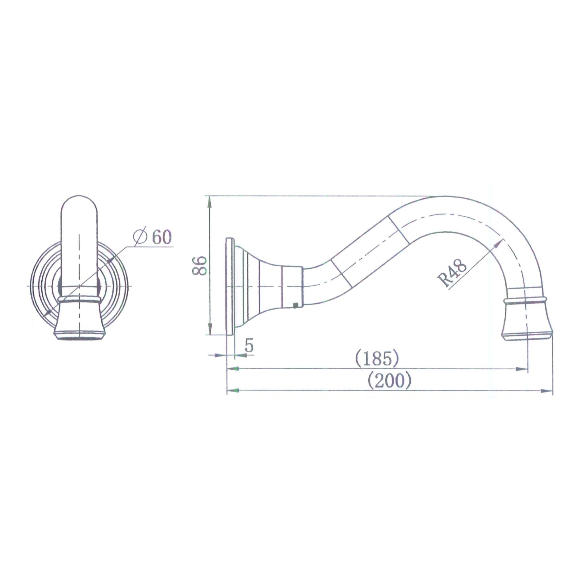 MODERN NATIONAL BORDEAUX BATH SPOUT 200MM MATTE BLACK