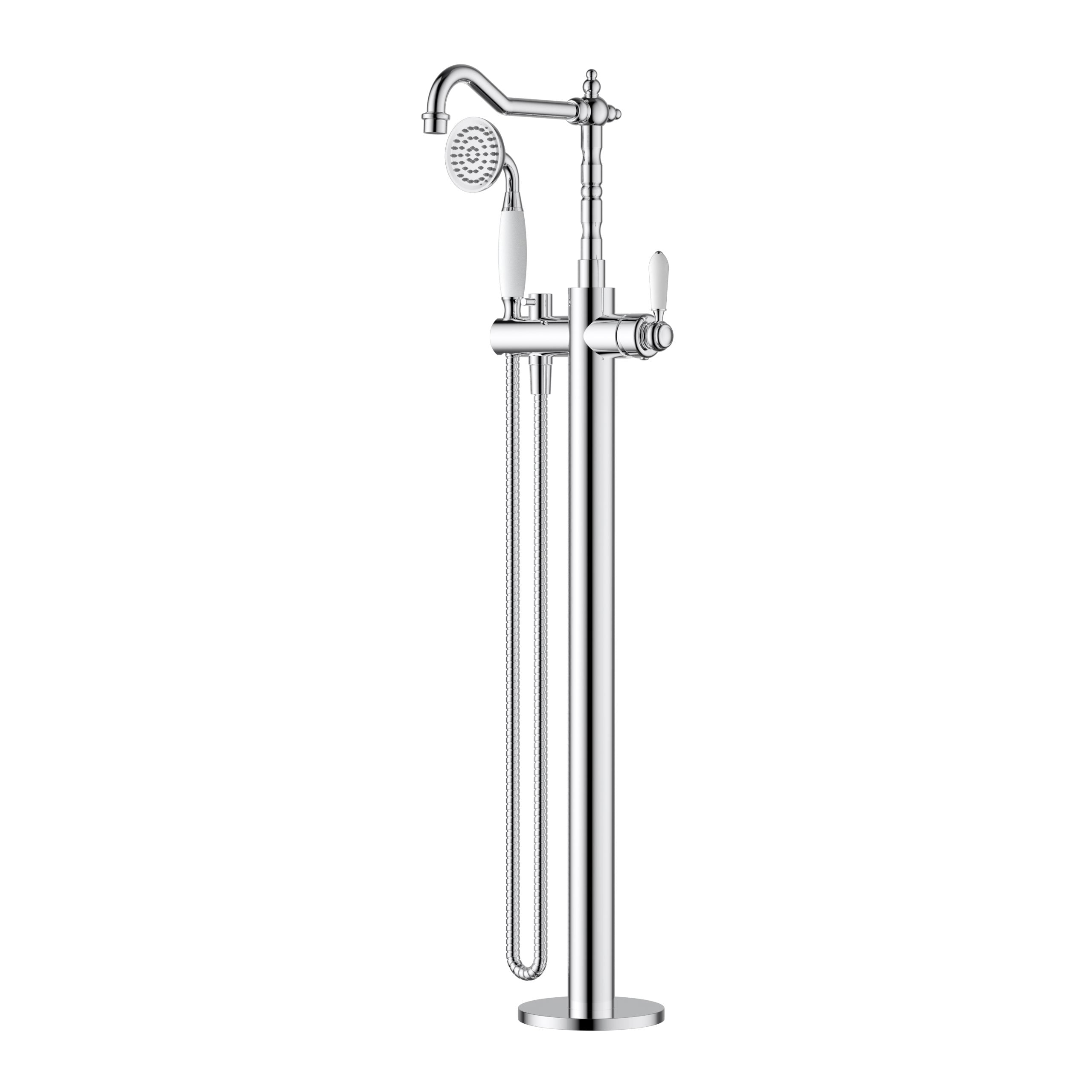 MODERN NATIONAL BORDEAUX FREESTANDING BATH MIXER WITH HAND SHOWER 945MM CHROME