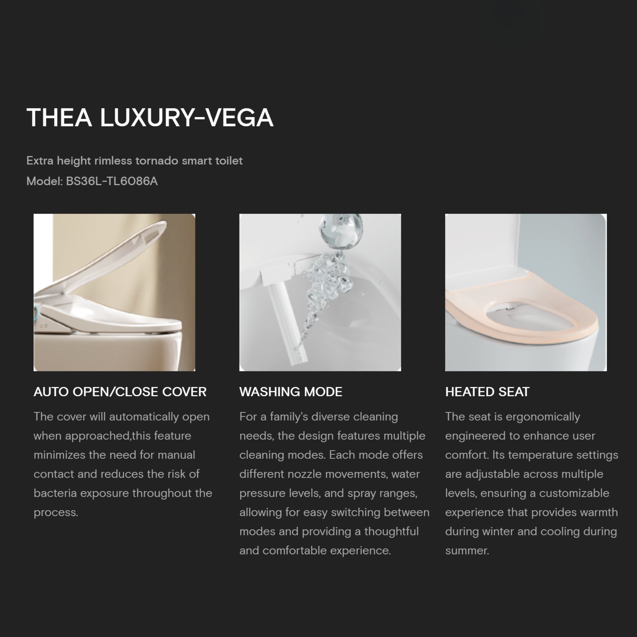 LAFEME THEA LUXURY VEGA RIMLESS BACK TO WALL TORNADO SMART TOILET WHITE