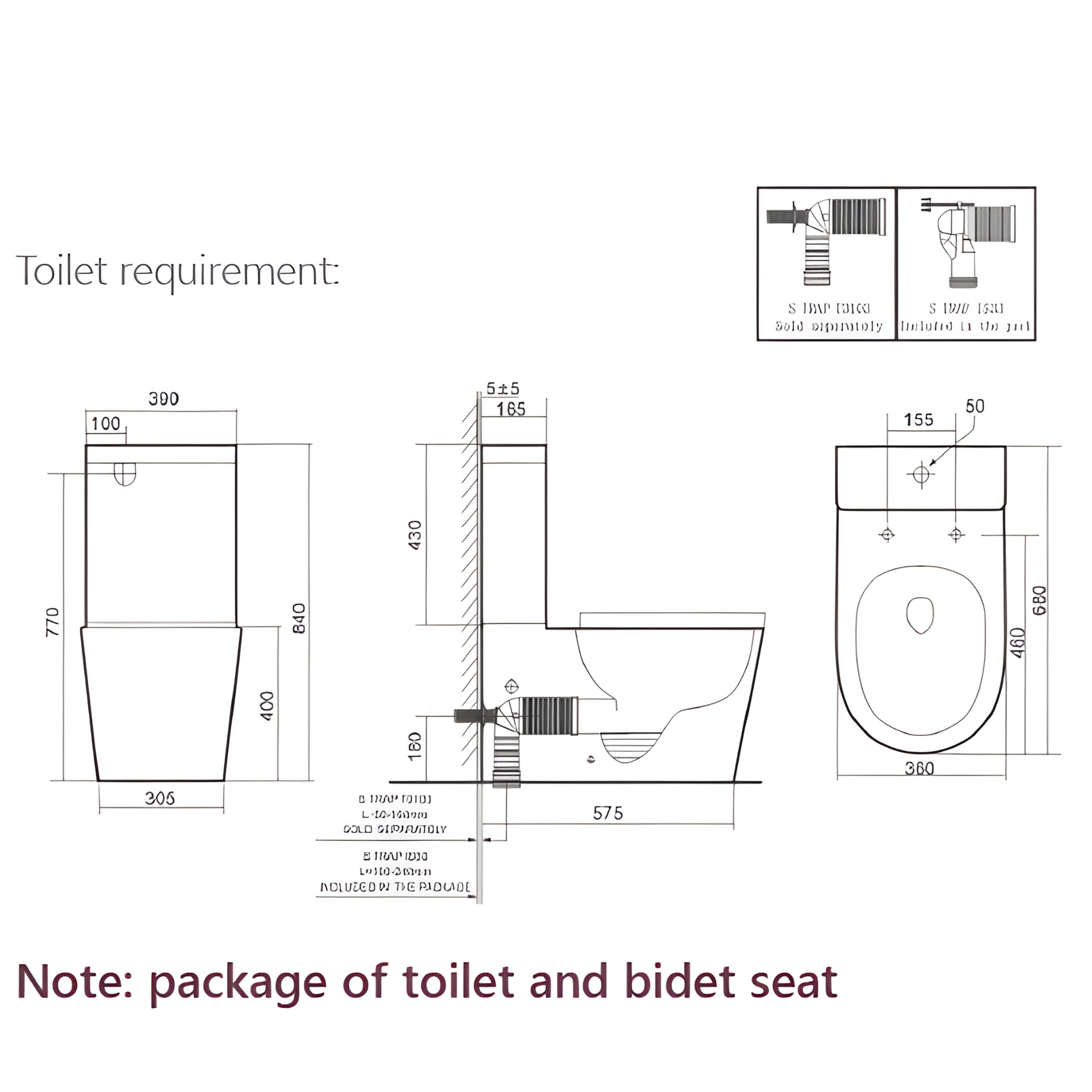 LAFEME THEA STANDARD LUNA RIMLESS BACK TO WALL SMART TOILET WHITE