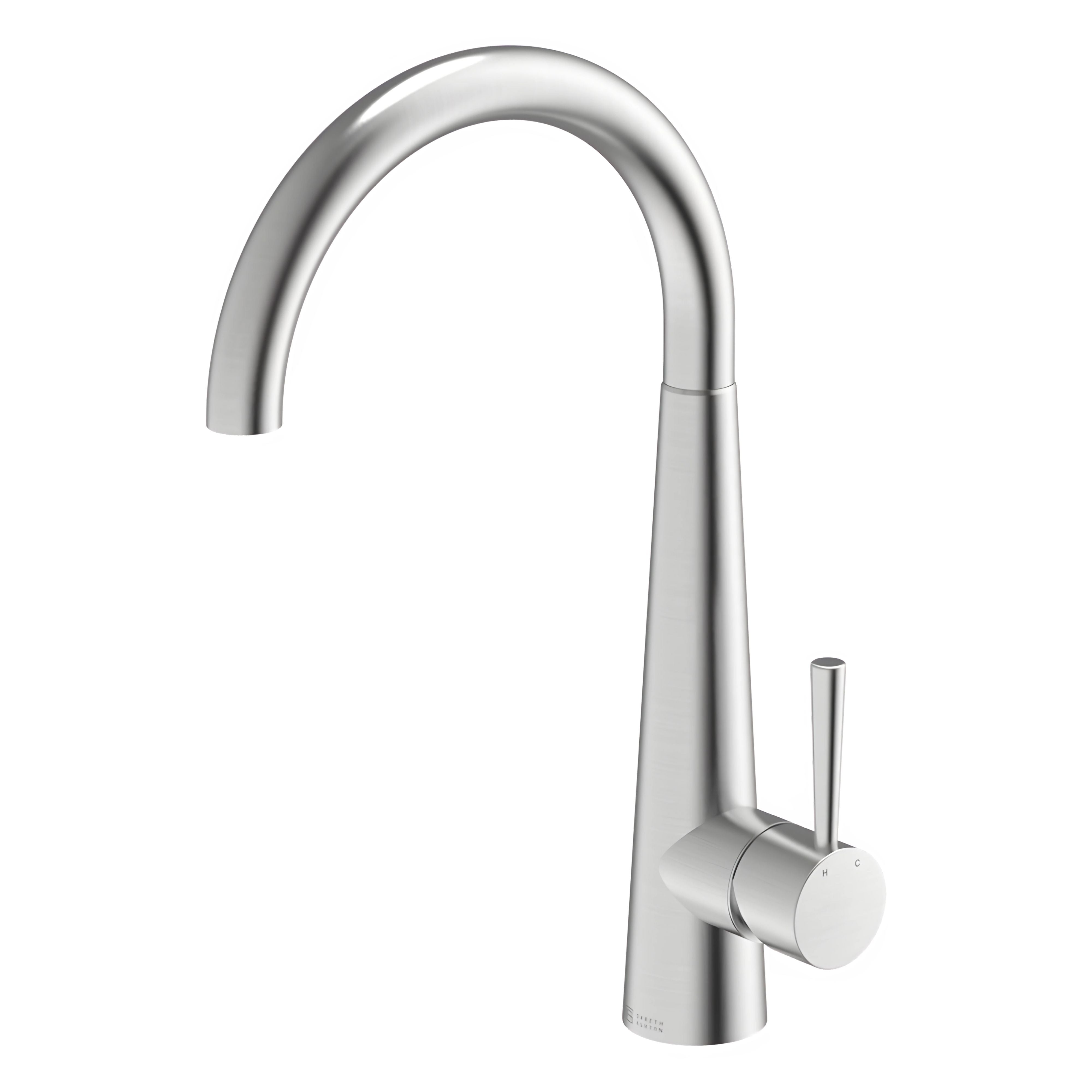 GARETH ASHTON 304 GRADE GOOSENECK BAR SINK MIXER BRUSHED STEEL