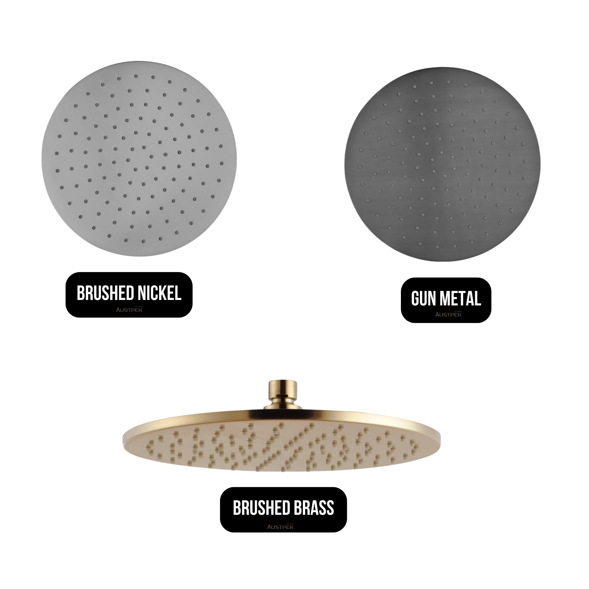 AQUAPERLA BRASS ROUND SHOWER HEAD GUNMETAL 250MM