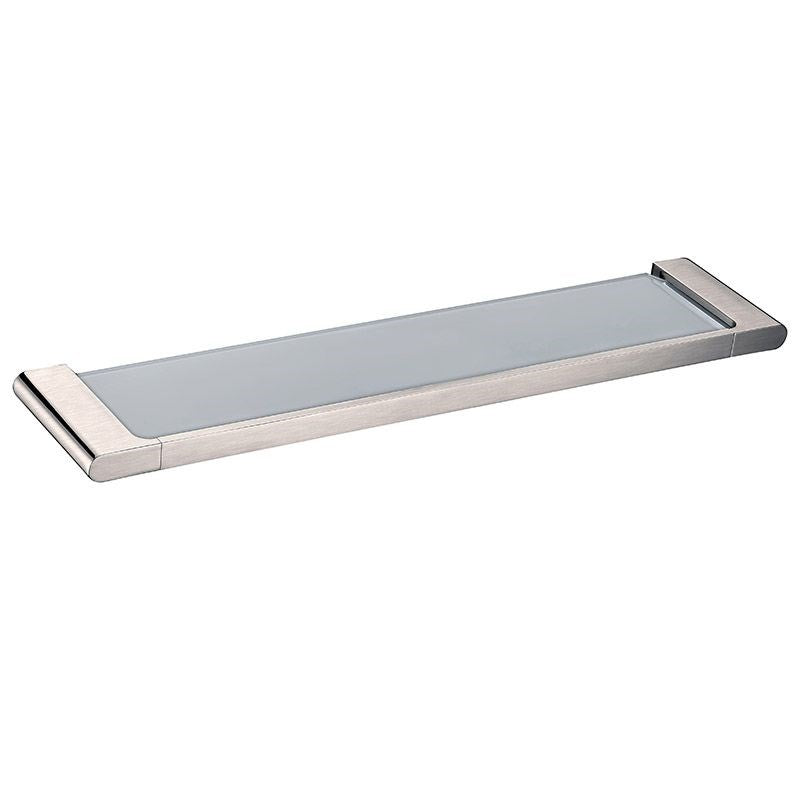 AQUAPERLA VOG GLASS SHELF 550MM BRUSHED NICKEL