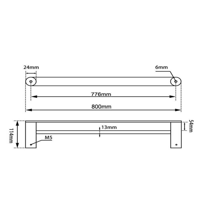 AQUAPERLA RUSHY DOUBLE TOWEL RAIL BRUSHED NICKEL (AVAILABLE IN 600MM AND 800MM)