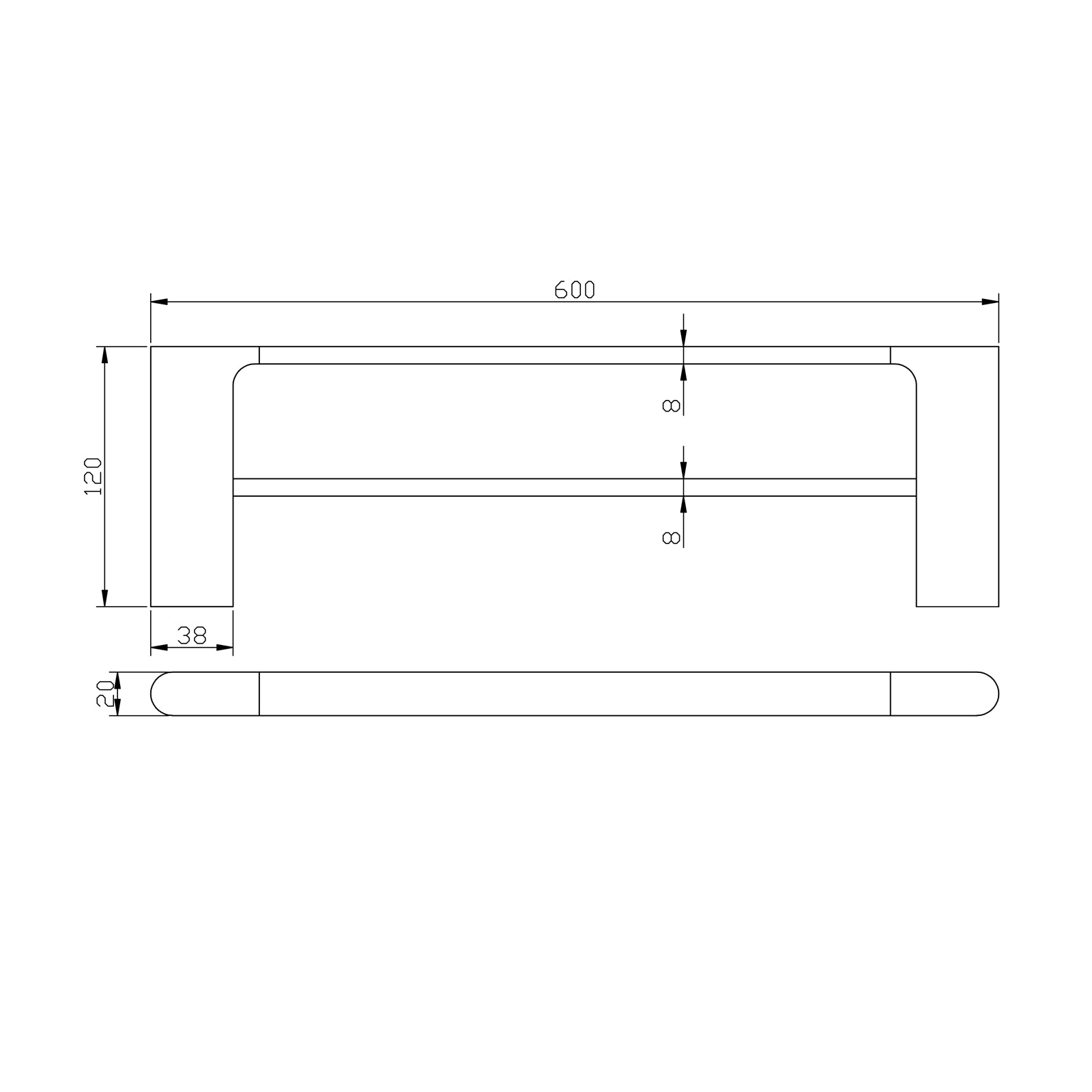 AQUAPERLA VOG DOUBLE TOWEL RAIL BLACK (AVAILABLE IN 600MM AND 800MM)