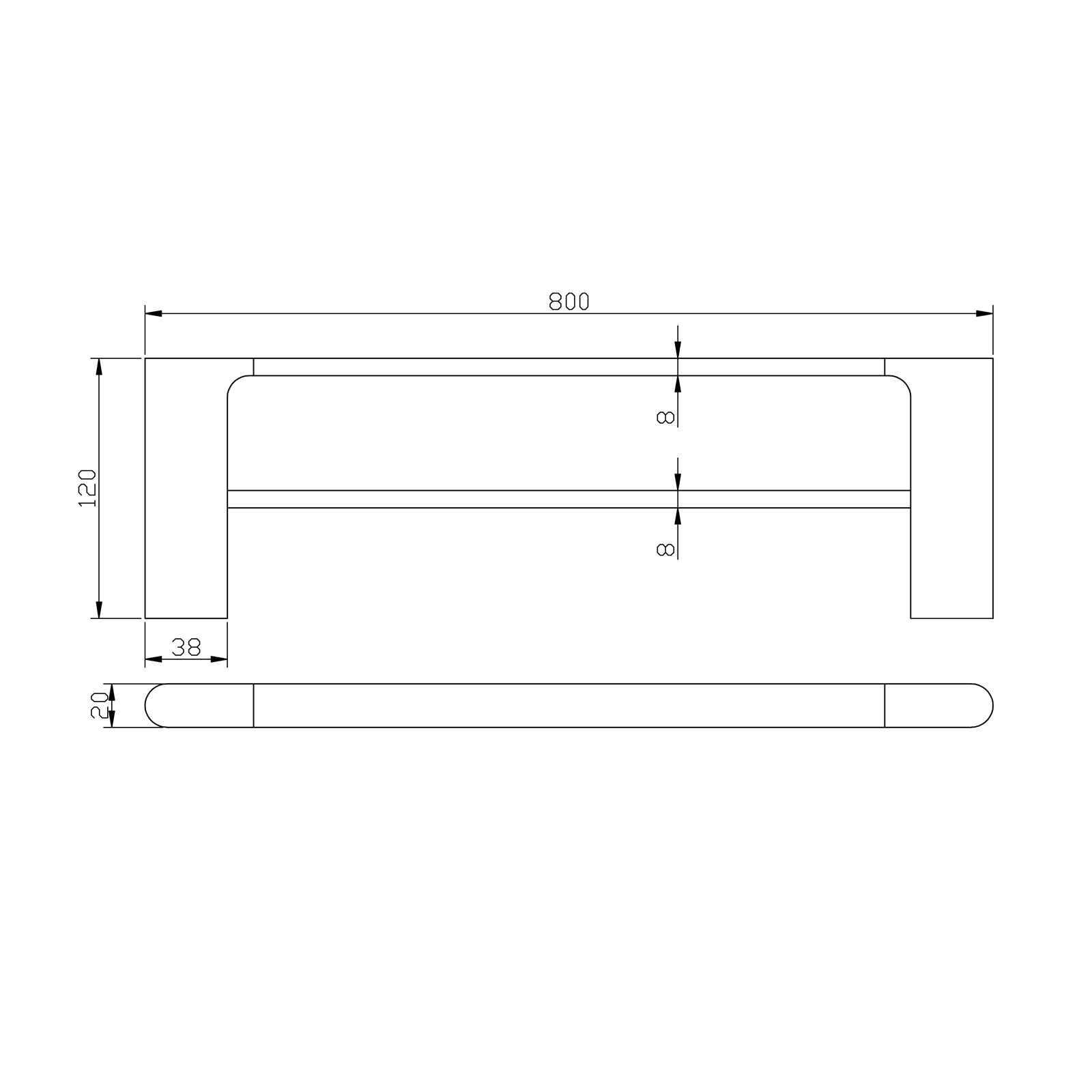 AQUAPERLA VOG DOUBLE TOWEL RAIL BLACK (AVAILABLE IN 600MM AND 800MM)