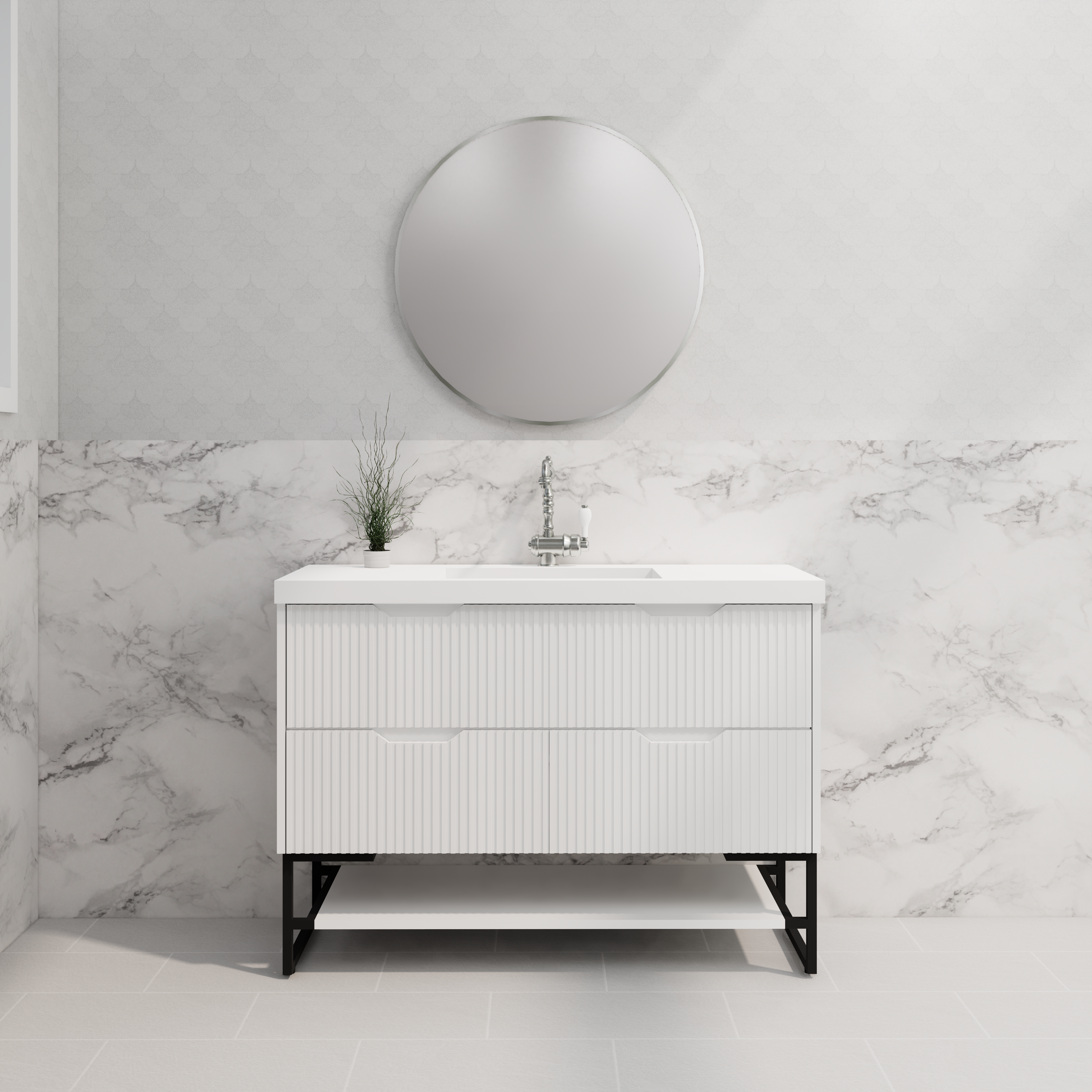 RIVA BALI MATTE WHITE 1200MM SINGLE BOWL FLOOR STANDING VANITY