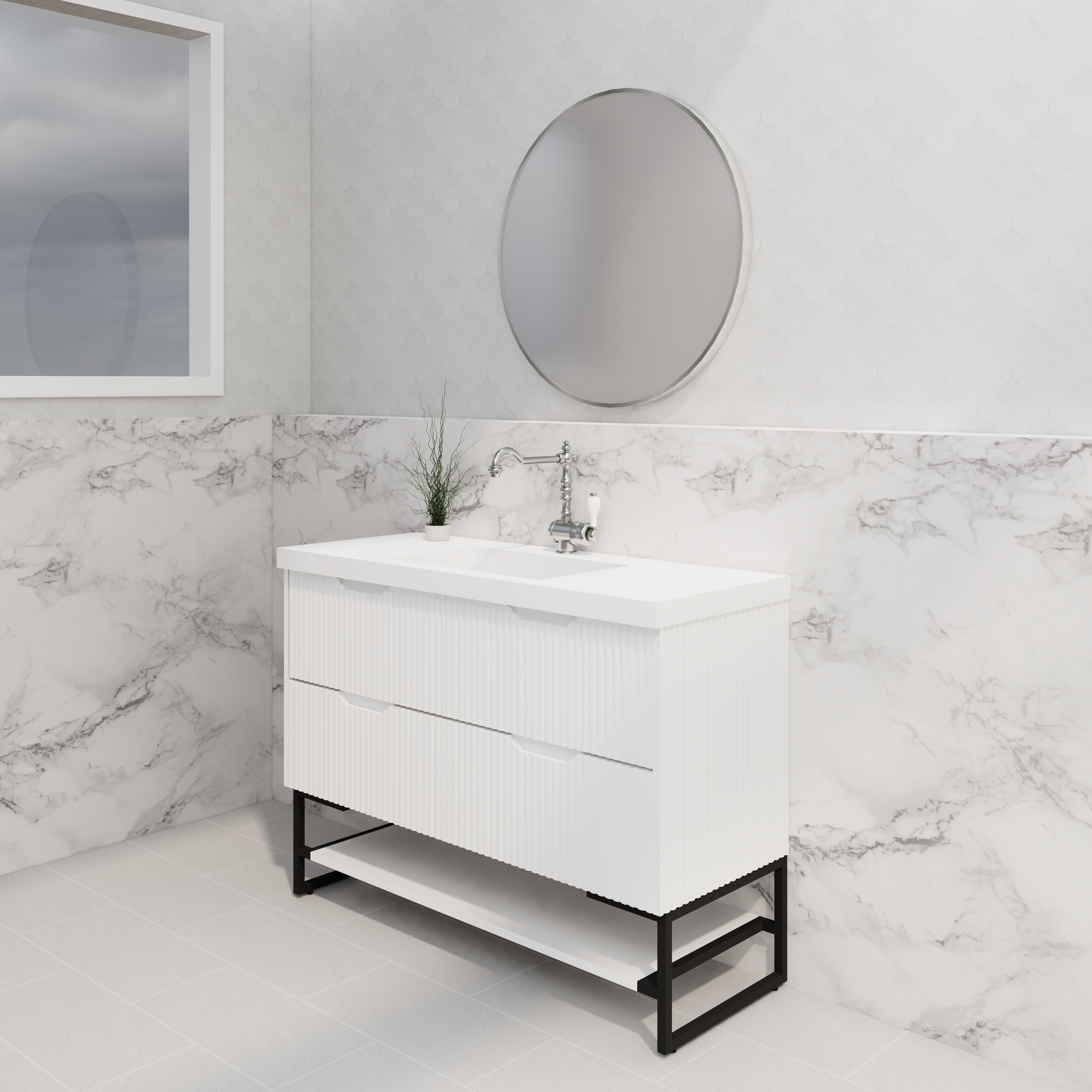 RIVA BALI MATTE WHITE 1200MM SINGLE BOWL FLOOR STANDING VANITY