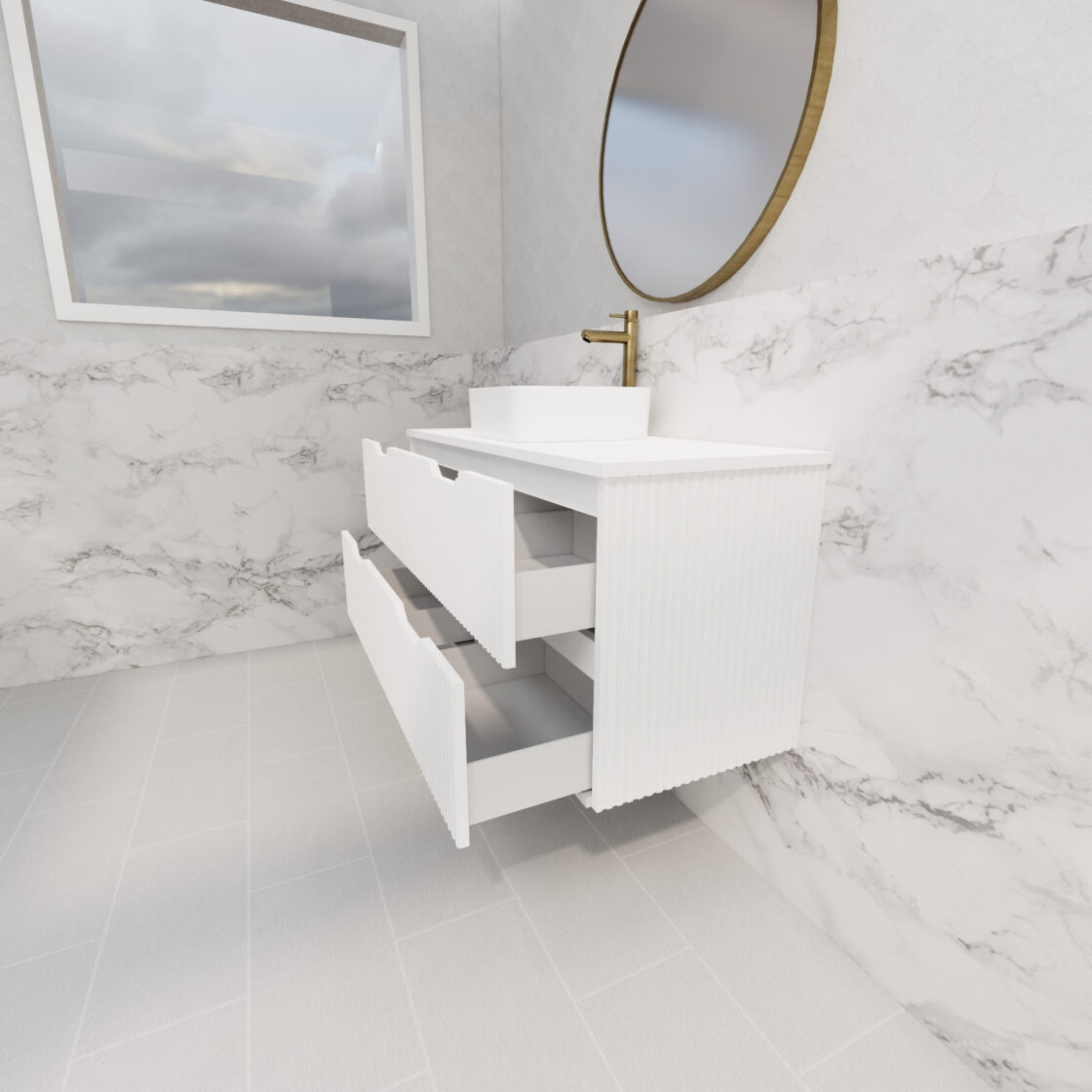 RIVA BALI MATTE WHITE 1200MM SINGLE BOWL FLOOR STANDING VANITY