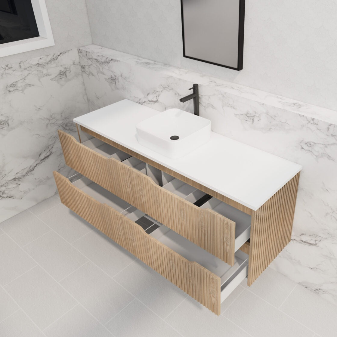 RIVA BALI AMERICAN OAK 1500MM SINGLE BOWL FLOOR STANDING VANITY