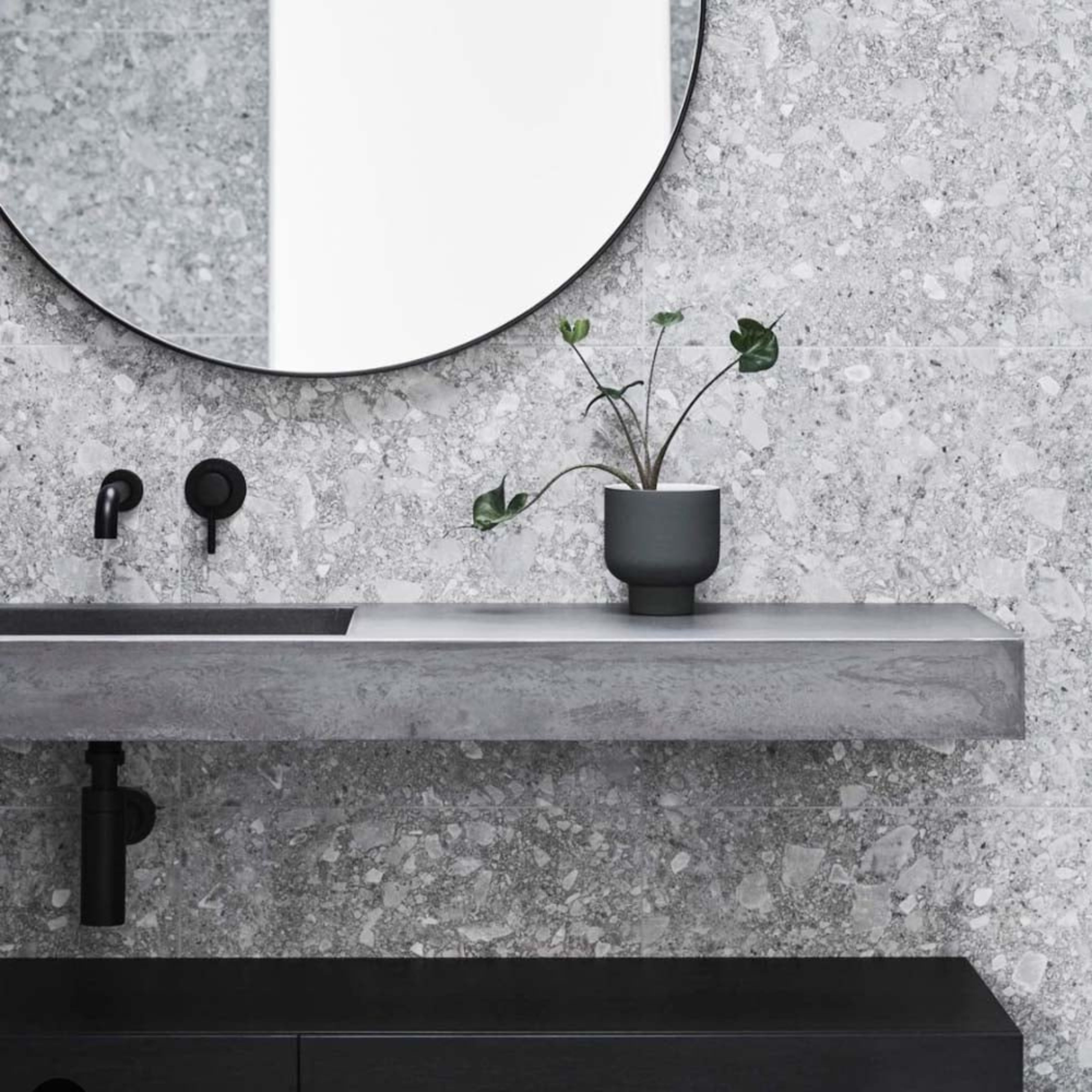 CONCRETE STUDIO BALY SINGLE BOWL WALL HUNG BASIN (AVAILABLE IN 750MM, 900MM, 1200MM, 1500MM, 1800MM, AND 2100MM)