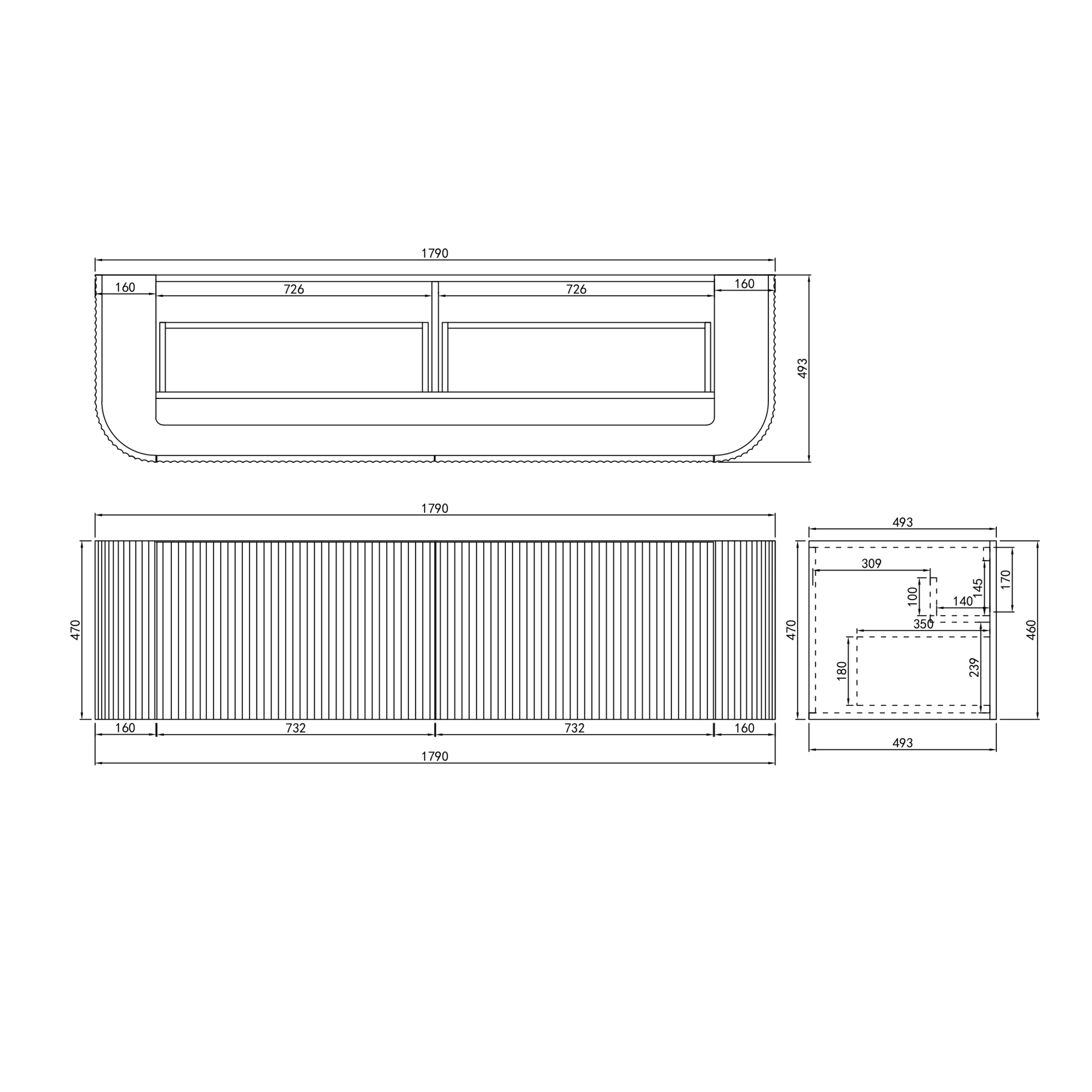 CETO AVALON MATTE WHITE 1800MM DOUBLE BOWL WALL HUNG VANITY