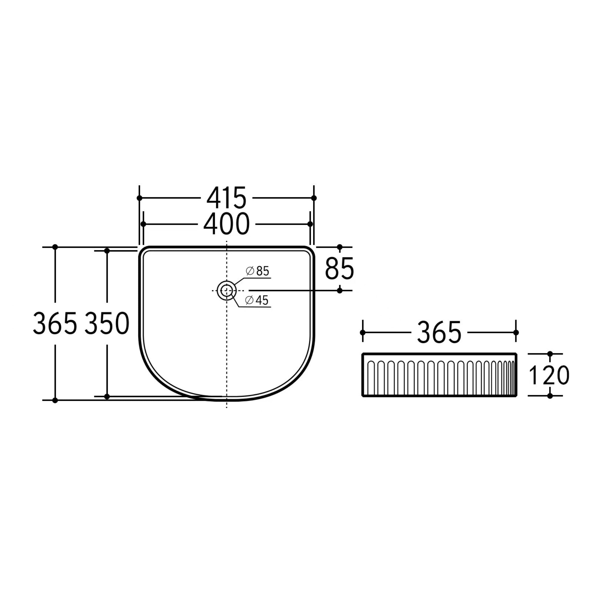 CETO CASCADE FLUTED ARCH ABOVE COUNTER BASIN MATTE BLACK 415MM