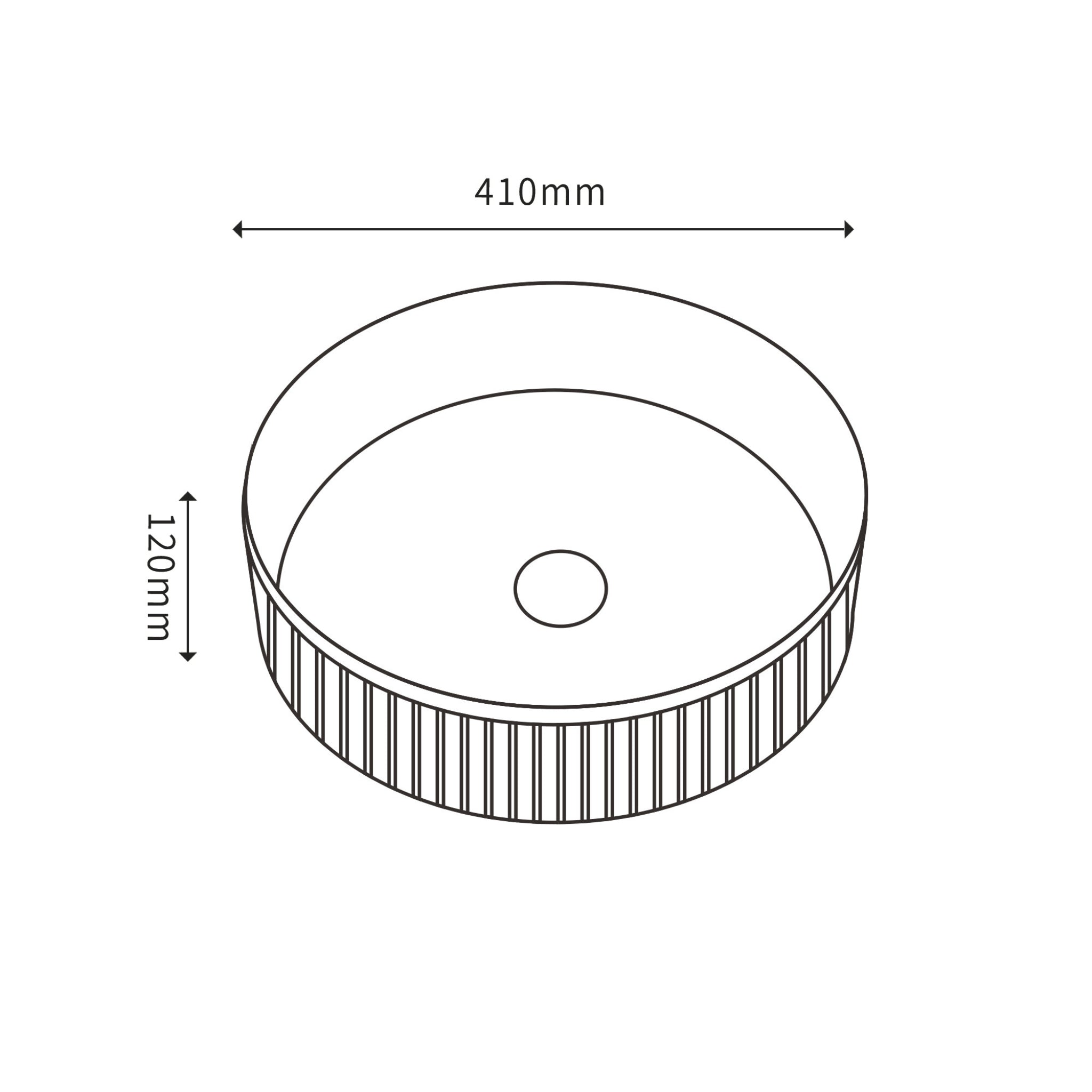 CETO CASCADE FLUTED ROUND ABOVE COUNTER BASIN MATTE WHITE 410MM